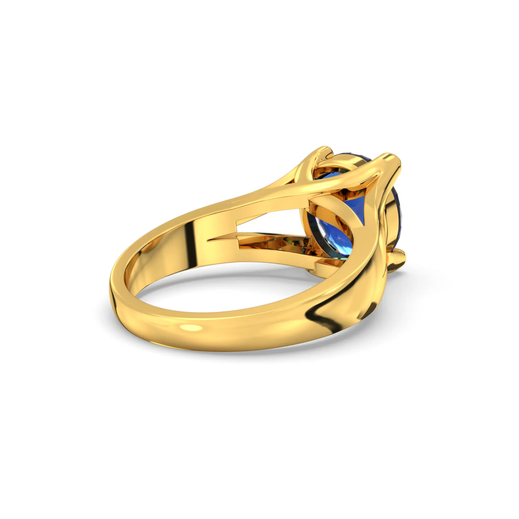 Blue Sapphire (Neelam) Ring for Women in 22K Yellow Gold – Oval 9x8 mm, Prong Setting, 7 g thumbnail