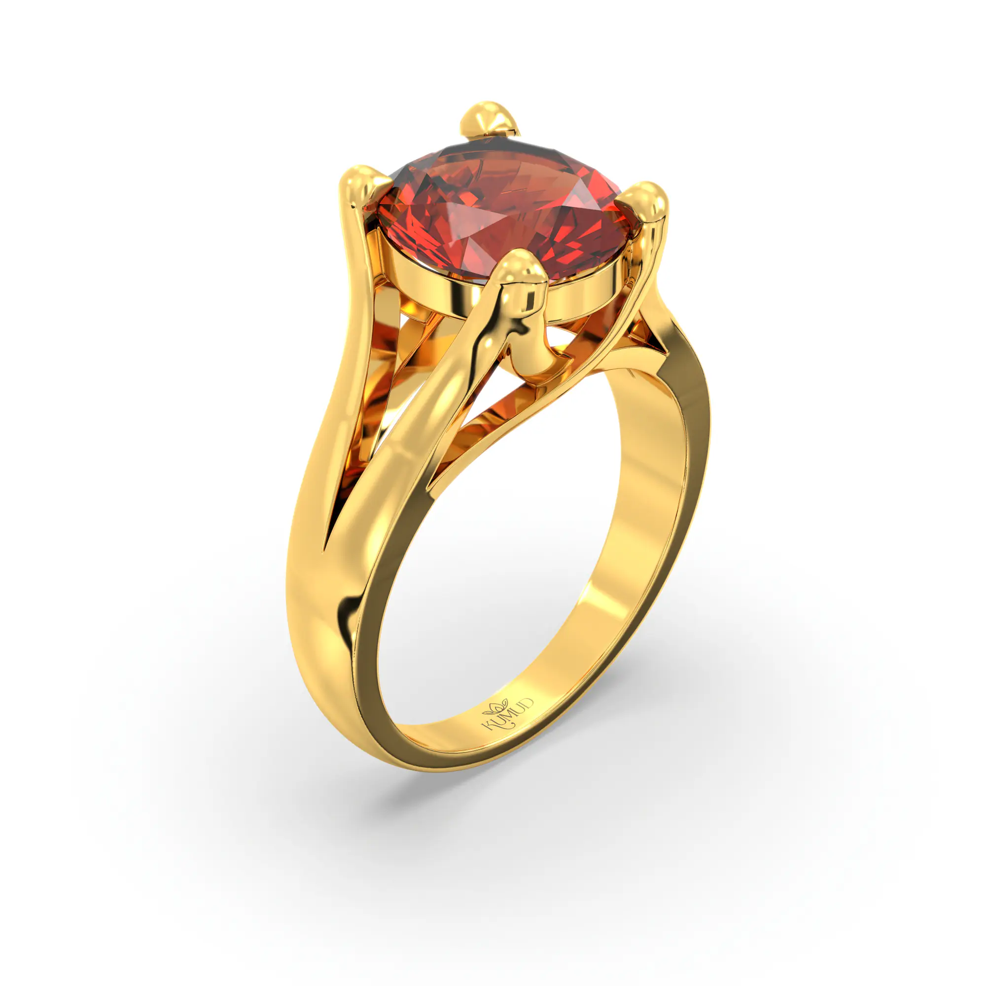 Hessonite (Gomed) Ring for Women in 18K Rose Gold – Oval 9x8 mm, Prong Setting, 7 g thumbnail