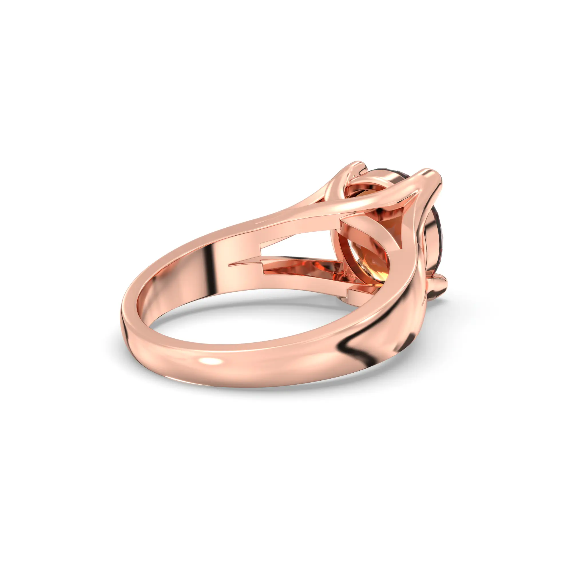 Hessonite (Gomed) Ring for Women in 18K Rose Gold – Oval 9x8 mm, Prong Setting, 7 g thumbnail