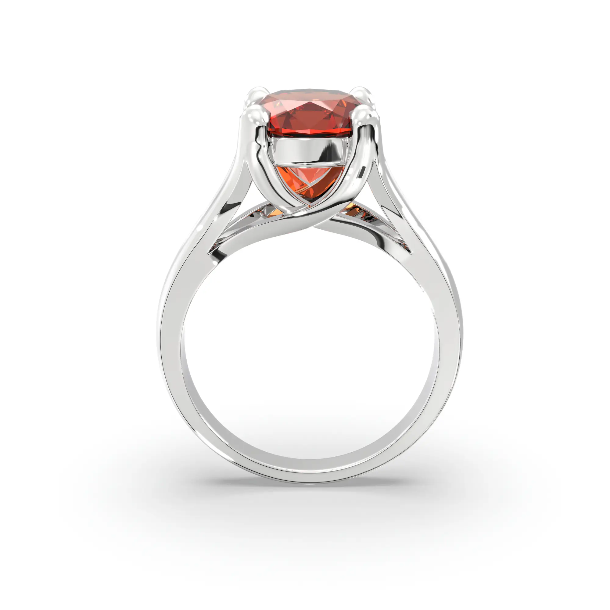 Hessonite (Gomed) Ring for Women in 18K White Gold – Oval 9x8 mm, Prong Setting, 7 g thumbnail