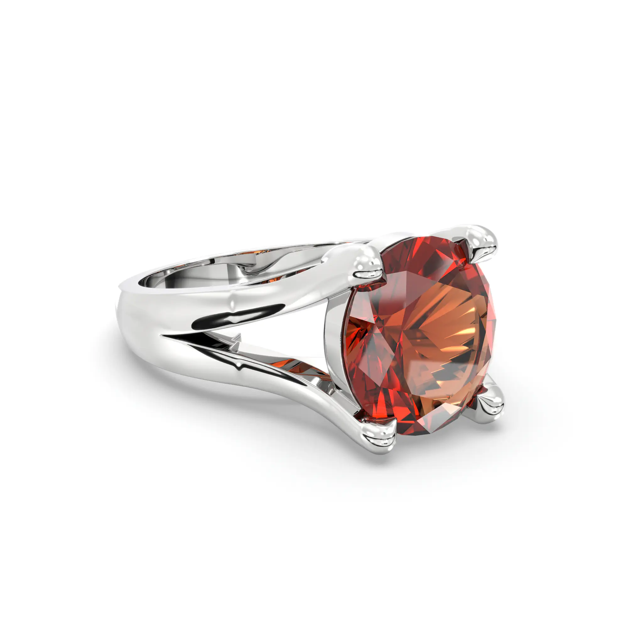 Hessonite (Gomed) Ring for Women in 18K White Gold – Oval 9x8 mm, Prong Setting, 7 g thumbnail