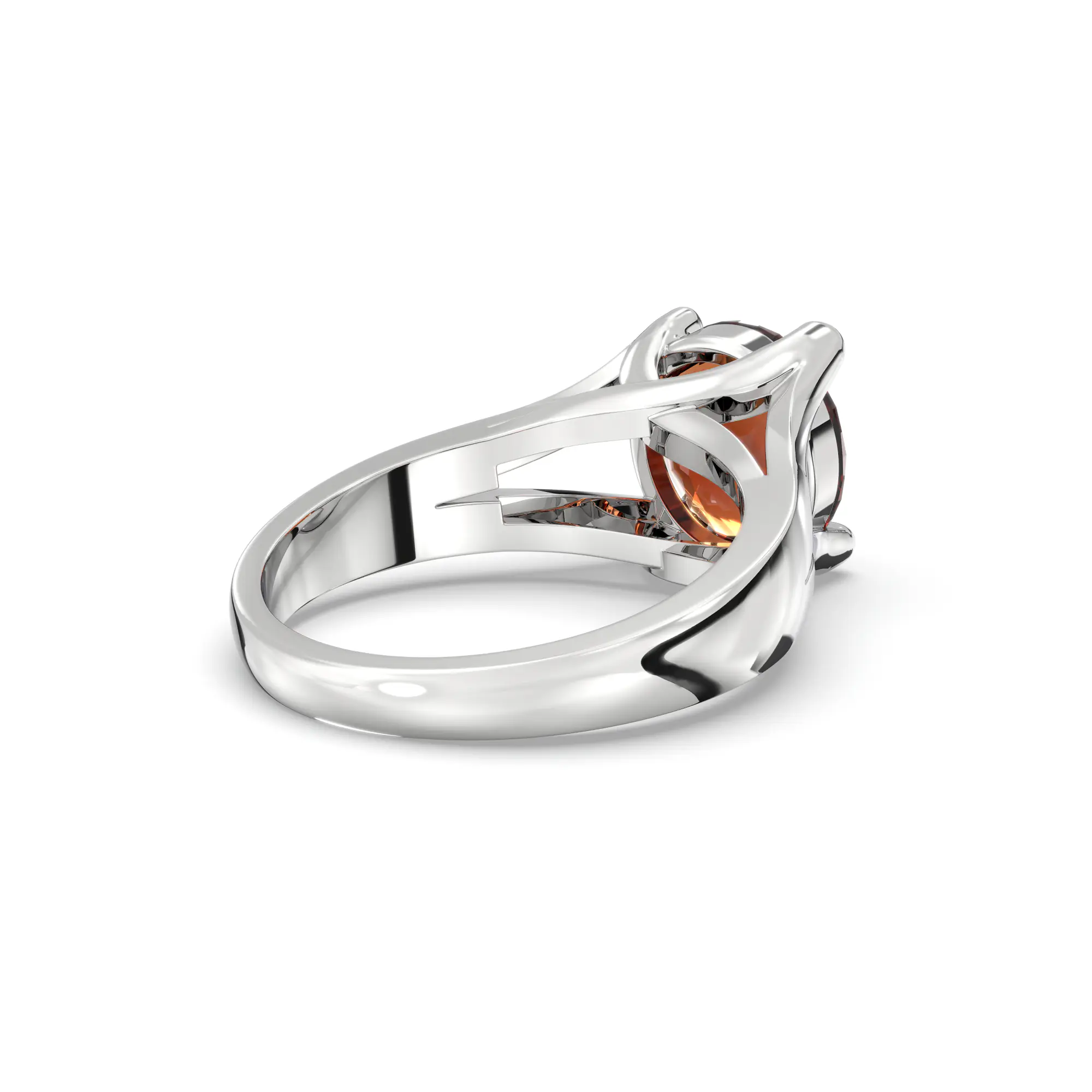 Hessonite (Gomed) Ring for Women in 18K White Gold – Oval 9x8 mm, Prong Setting, 7 g thumbnail