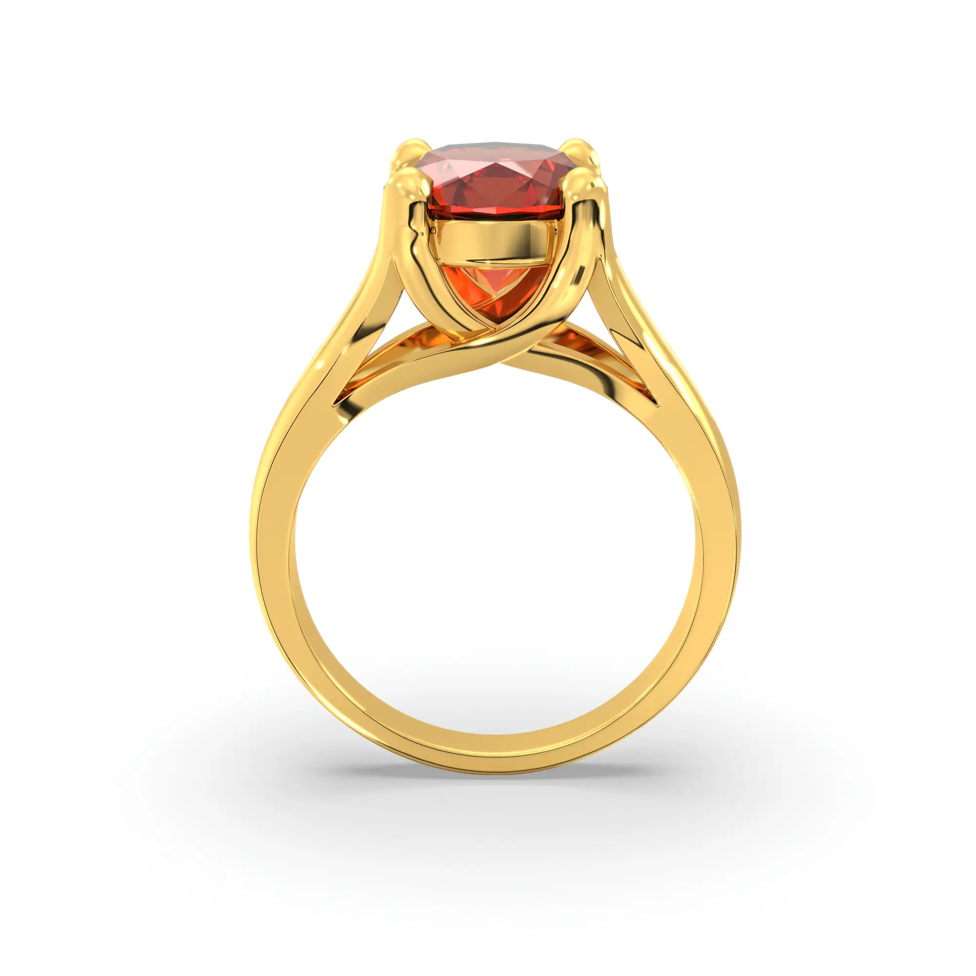 Hessonite (Gomed) Ring for Women in 22K Yellow Gold – Oval 9x8 mm, Prong Setting, 7 g thumbnail
