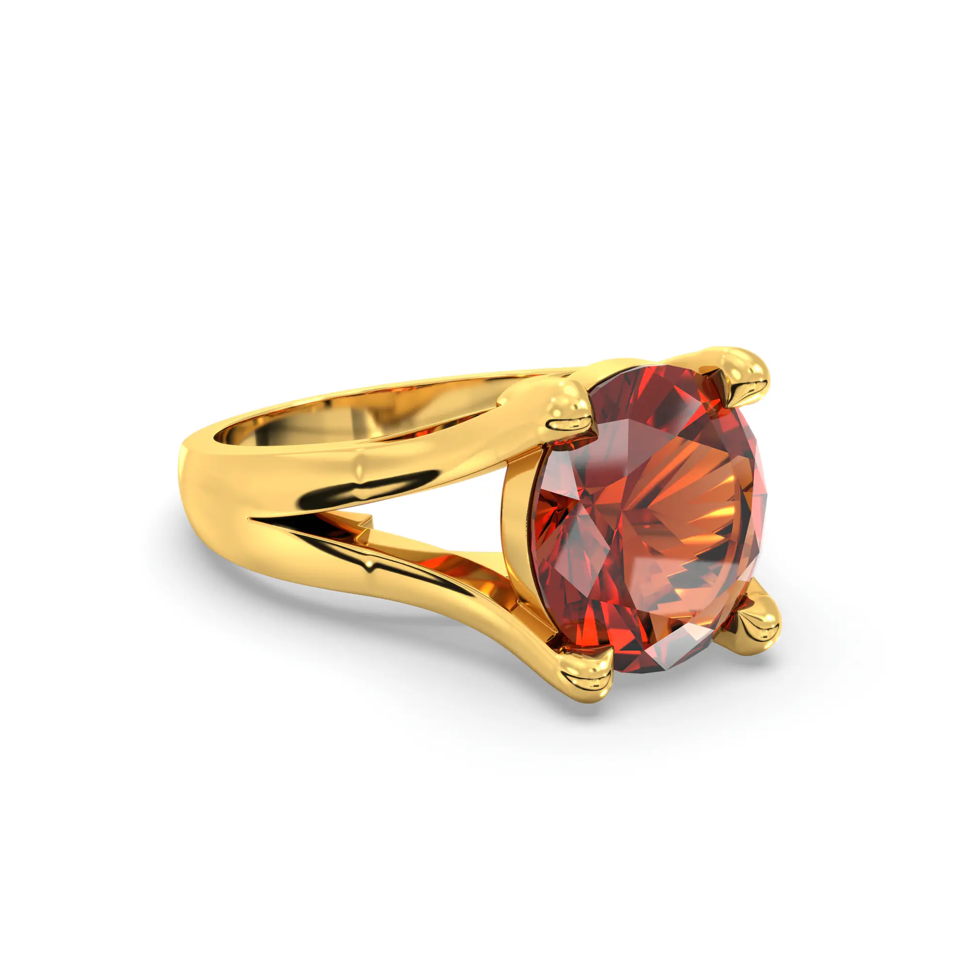 Hessonite (Gomed) Ring for Women in 22K Yellow Gold – Oval 9x8 mm, Prong Setting, 7 g thumbnail