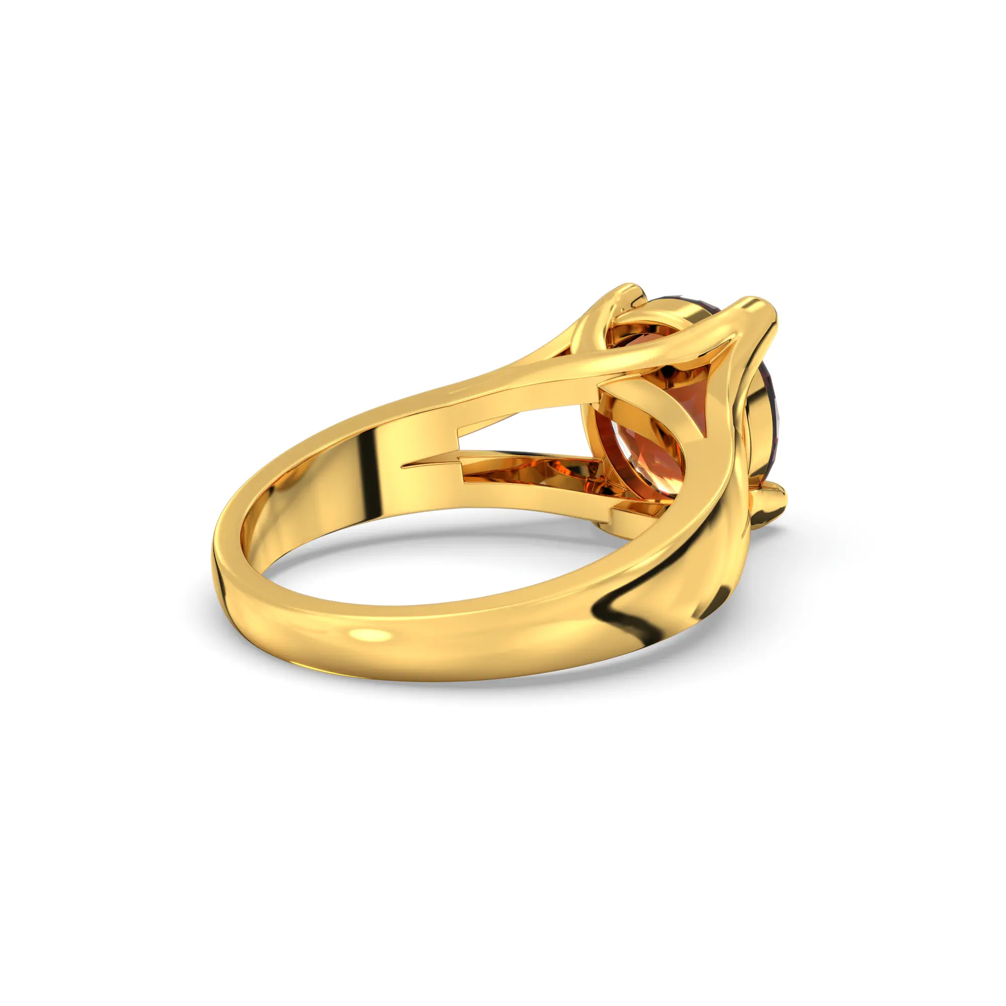 Hessonite (Gomed) Ring for Women in 22K Yellow Gold – Oval 9x8 mm, Prong Setting, 7 g thumbnail