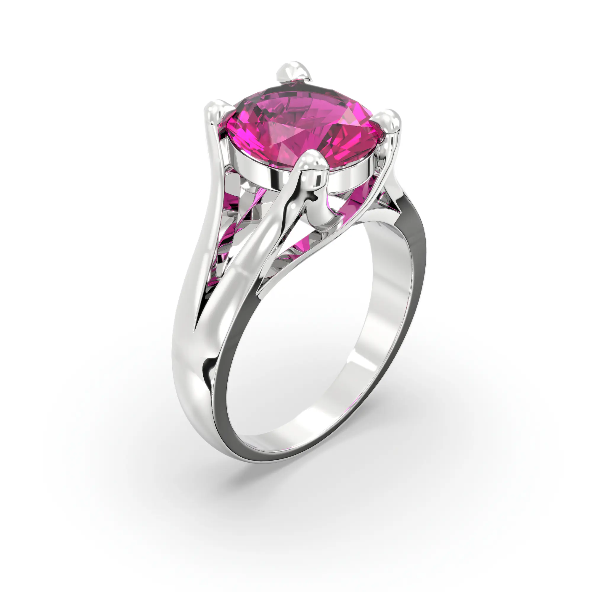 Ruby (Manik) Ring for Women in 18K White Gold – Oval 9x8 mm, Prong Setting, 7 g thumbnail