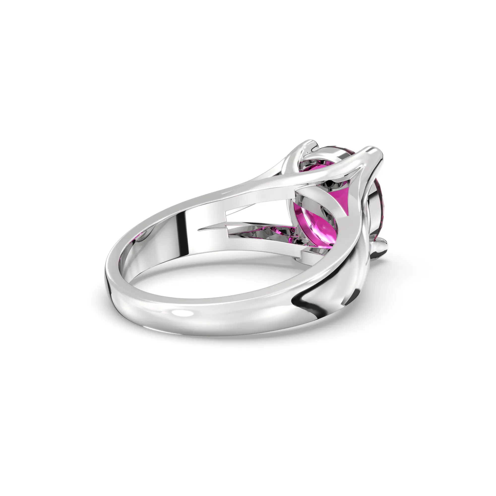 Ruby (Manik) Ring for Women in 18K White Gold – Oval 9x8 mm, Prong Setting, 7 g thumbnail