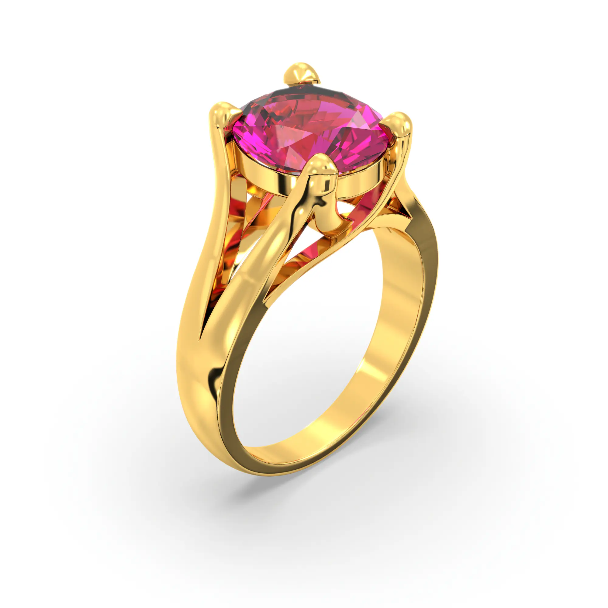 Ruby (Manik) Ring for Women in 22K Yellow Gold – Oval 9x8 mm, Prong Setting, 7 g thumbnail