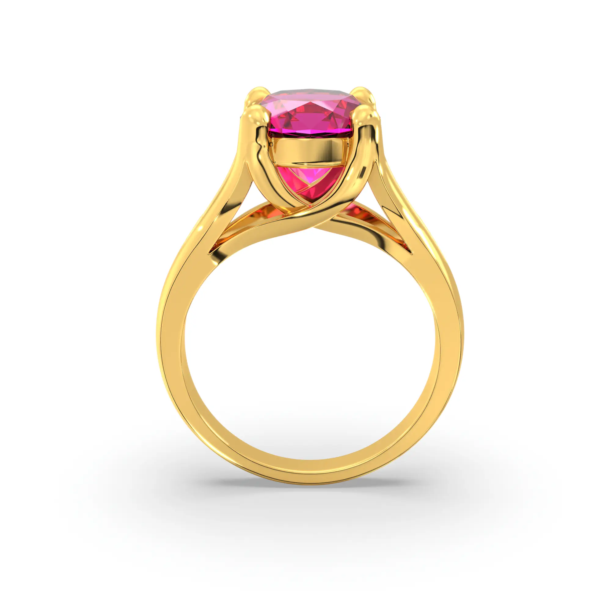 Ruby (Manik) Ring for Women in 22K Yellow Gold – Oval 9x8 mm, Prong Setting, 7 g thumbnail
