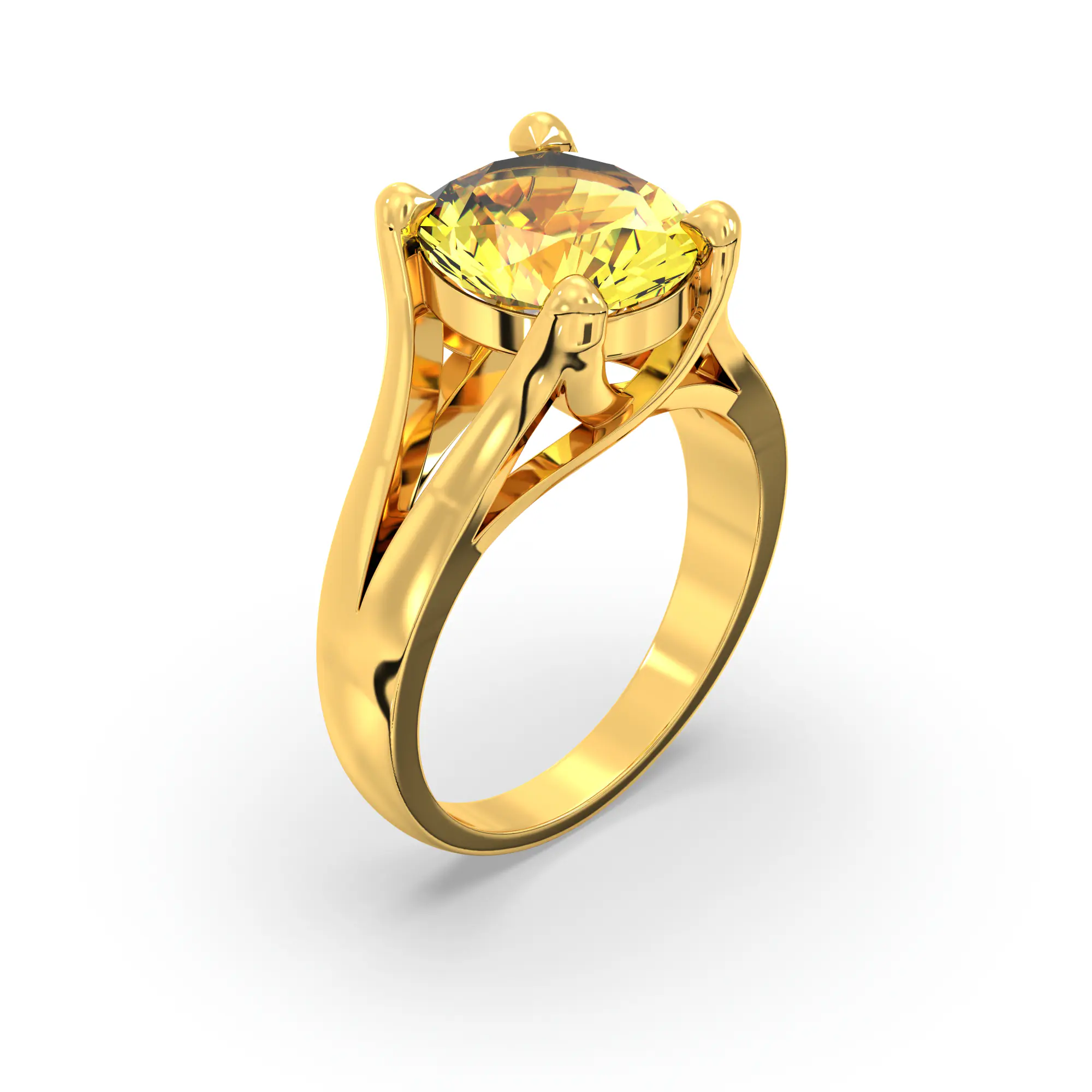 Yellow Sapphire (Pukhraj) Ring for Women in 22K Yellow Gold – Oval 9x8 mm, Prong Setting, 7 g thumbnail