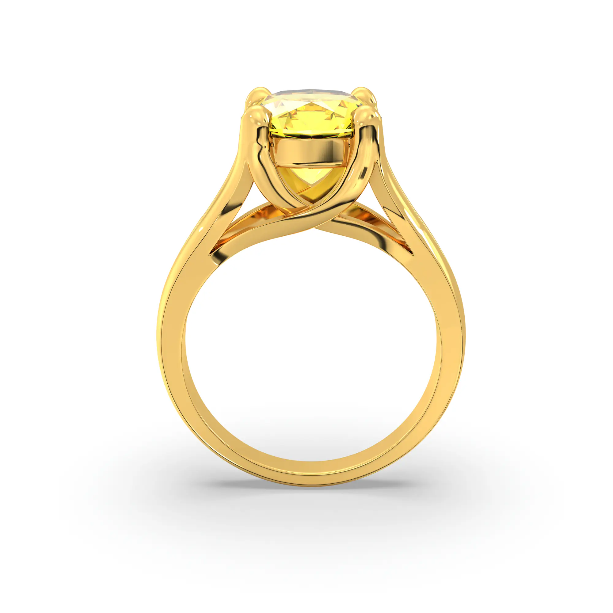 Yellow Sapphire (Pukhraj) Ring for Women in 22K Yellow Gold – Oval 9x8 mm, Prong Setting, 7 g thumbnail