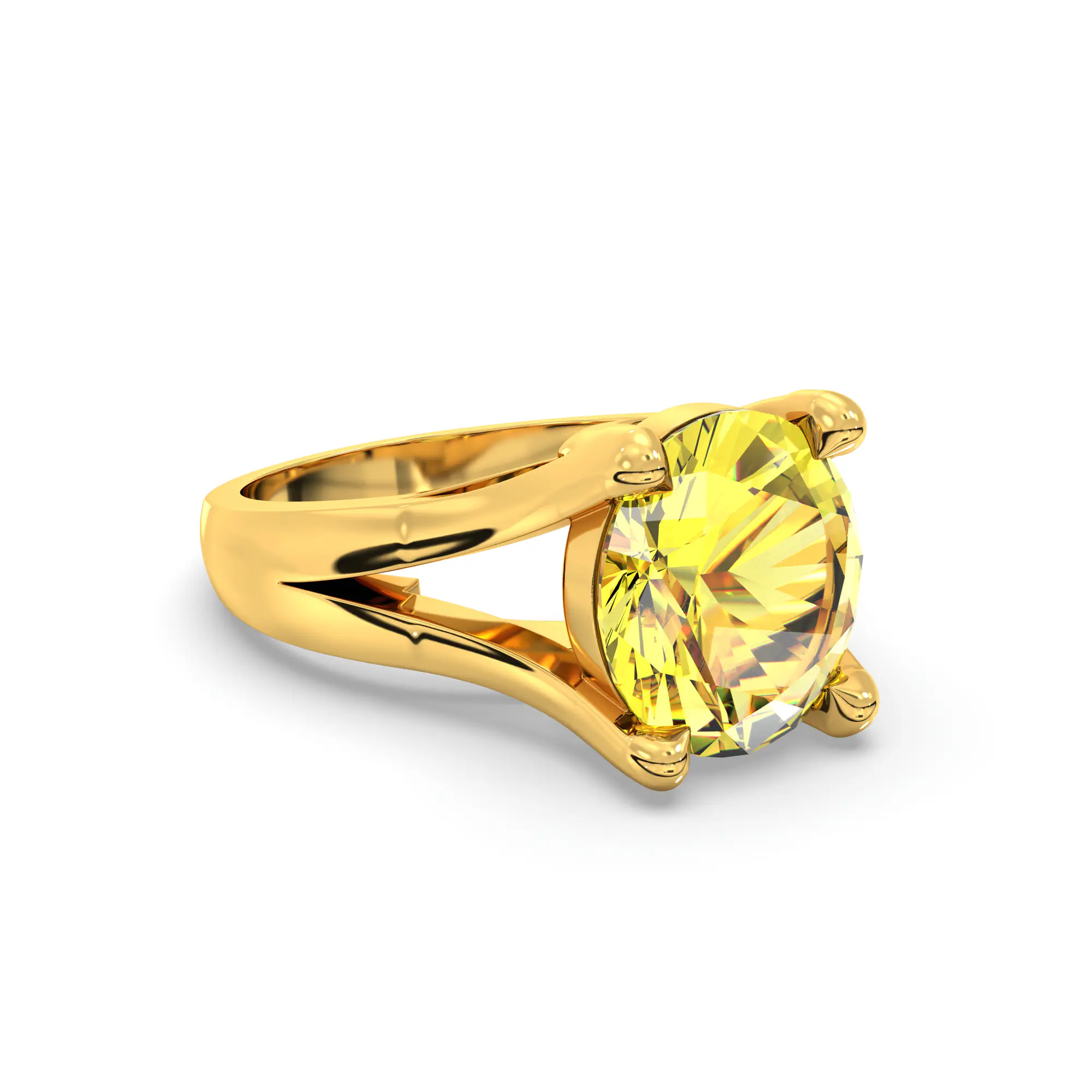 Yellow Sapphire (Pukhraj) Ring for Women in 22K Yellow Gold – Oval 9x8 mm, Prong Setting, 7 g thumbnail