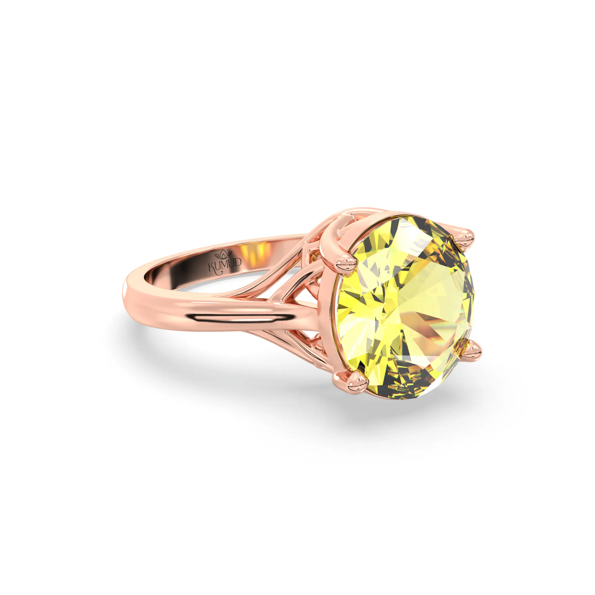 Yellow Sapphire (Pukhraj) Ring for Women in 18K Rose Gold – Oval 9x8 mm, Prong Setting, 5 g (Design K16B-18) thumbnail