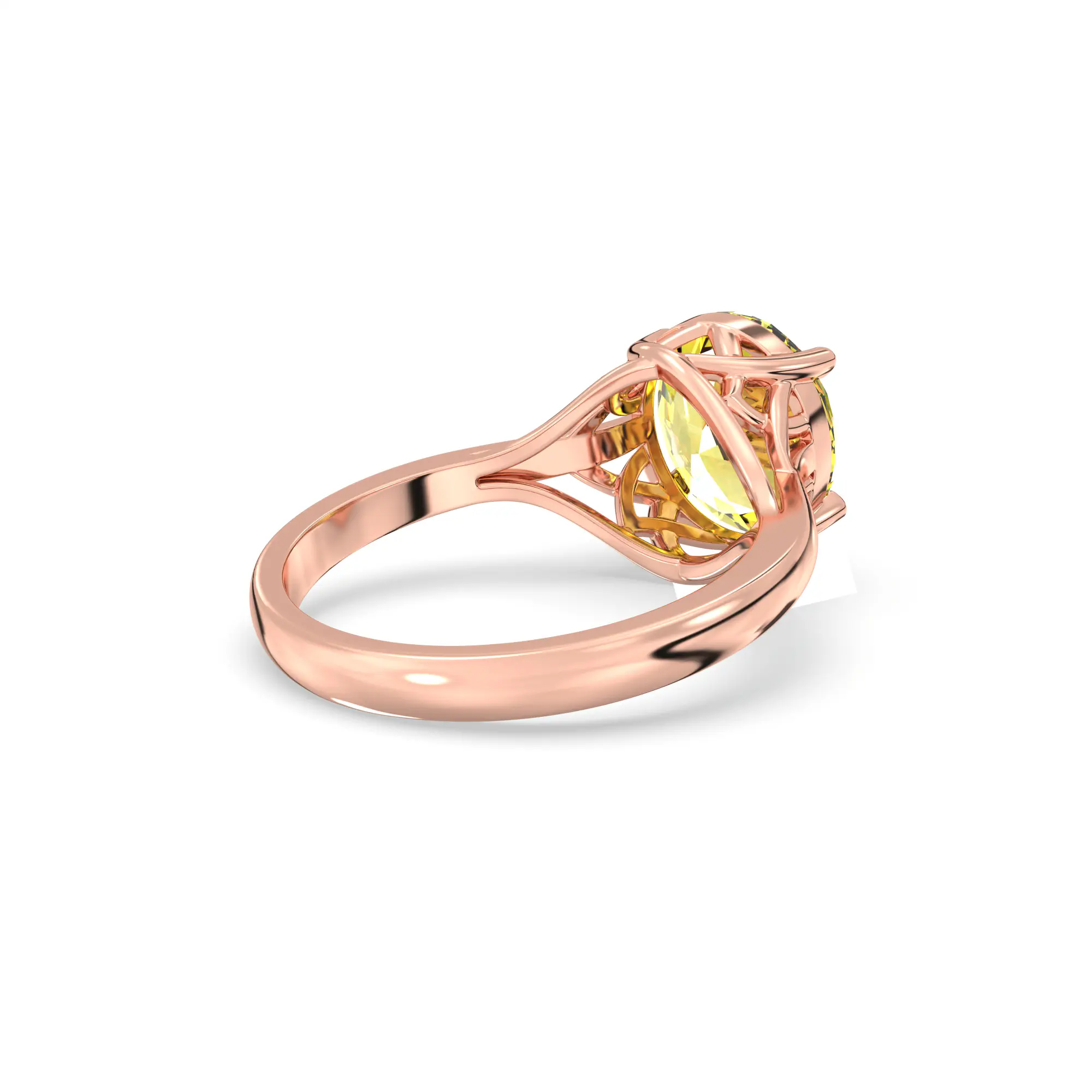 Yellow Sapphire (Pukhraj) Ring for Women in 18K Rose Gold – Oval 9x8 mm, Prong Setting, 5 g (Design K16B-18) thumbnail