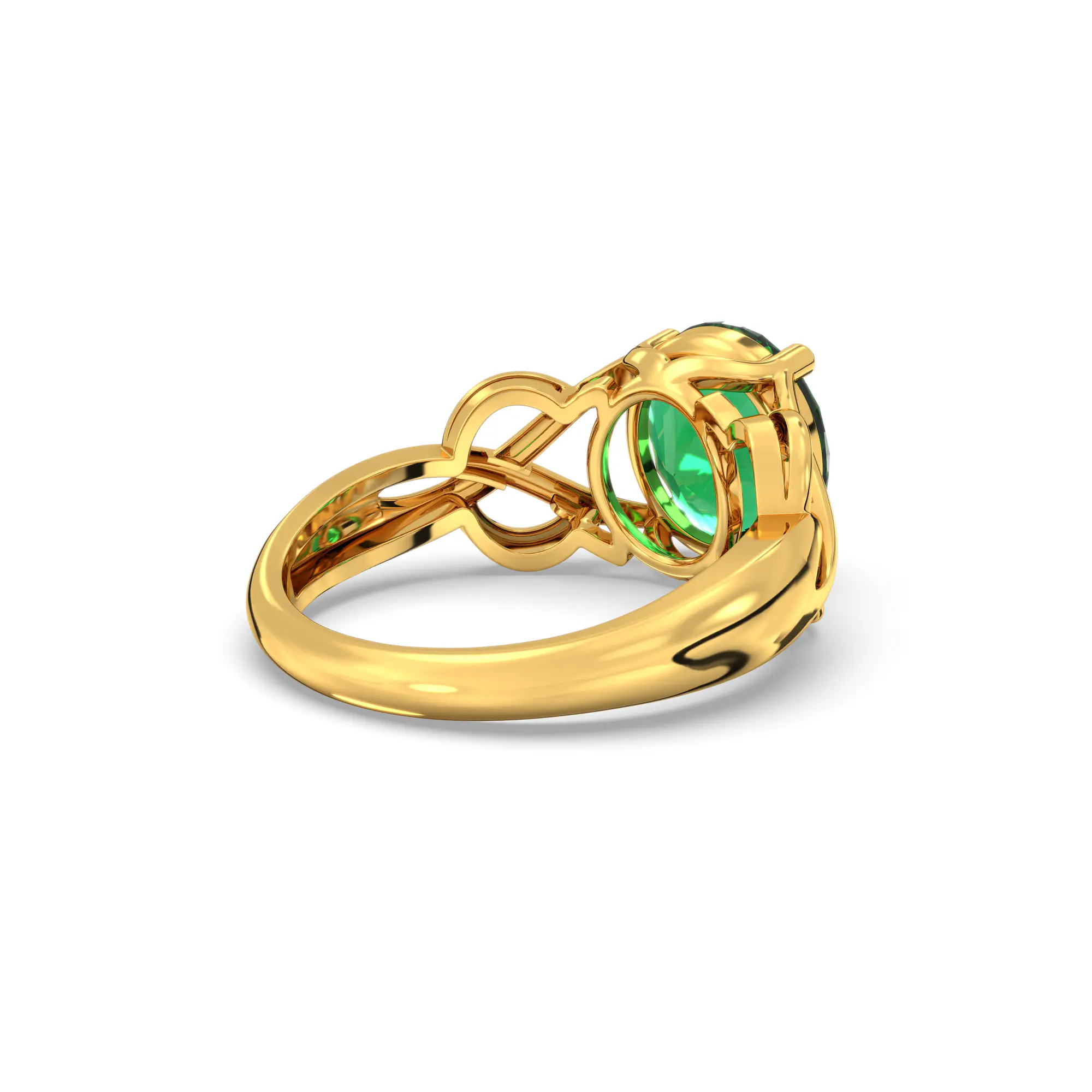Emerald (Panna) Ring for Women in 22K Yellow Gold – Oval 9x8 mm, Prong Setting, 5 g (Design K16B-19) thumbnail