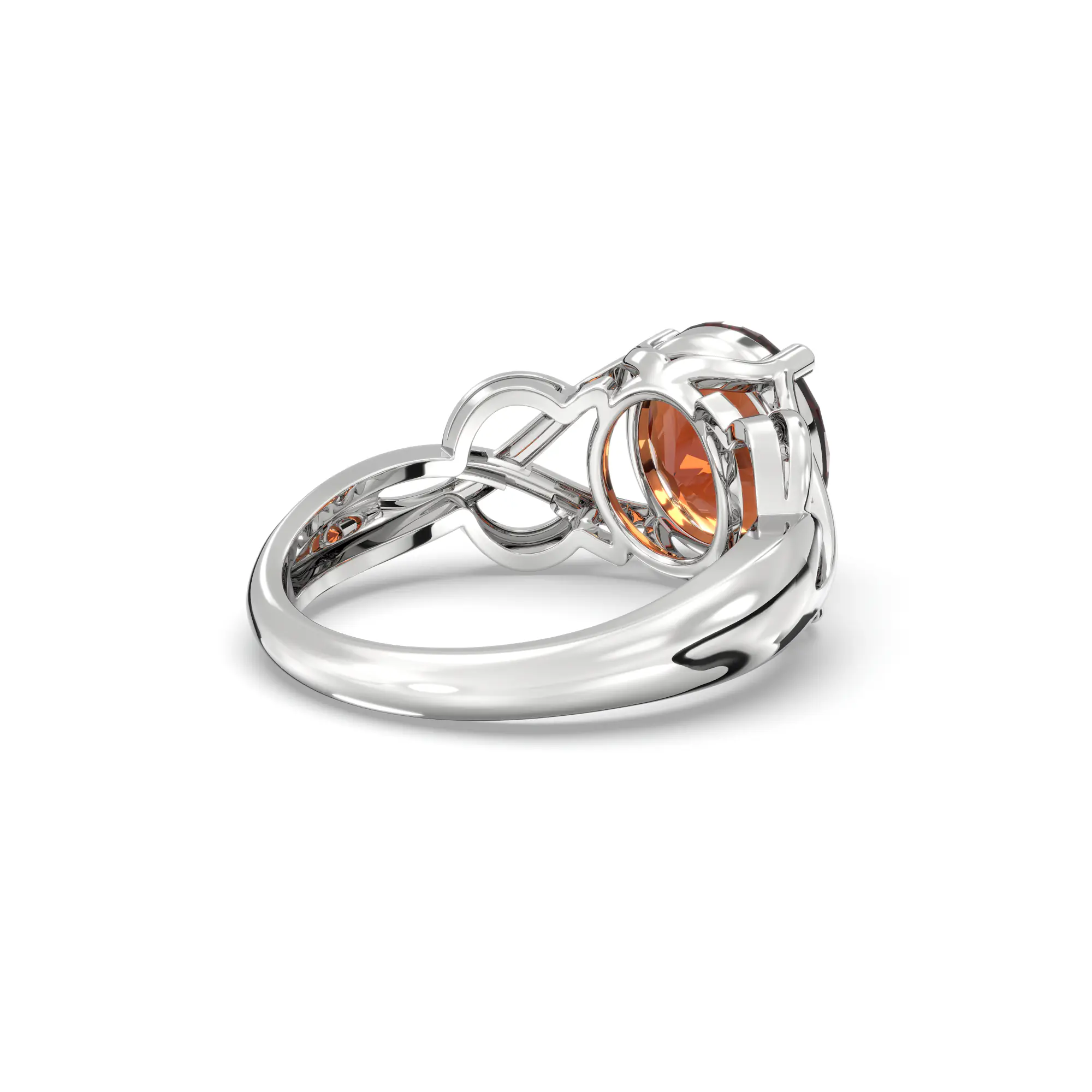 Hessonite (Gomed) Ring for Women in 18K White Gold – Oval 9x8 mm, Prong Setting, 5 g (Design K16B-19) thumbnail