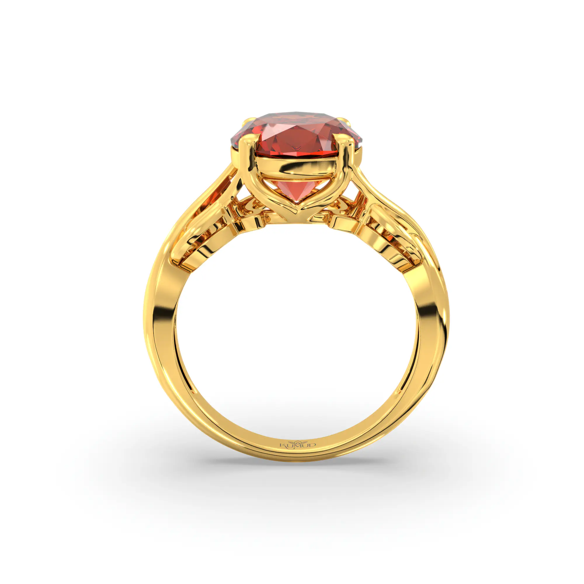 Hessonite (Gomed) Ring for Women in 22K Yellow Gold – Oval 9x8 mm, Prong Setting, 5 g (Design K16B-19) thumbnail