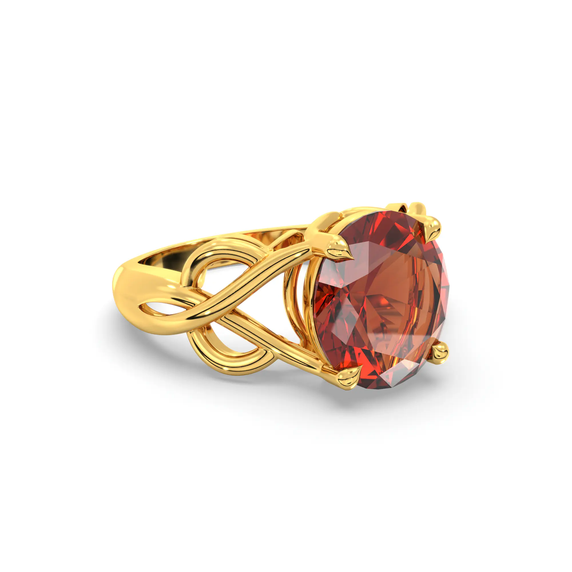 Hessonite (Gomed) Ring for Women in 22K Yellow Gold – Oval 9x8 mm, Prong Setting, 5 g (Design K16B-19) thumbnail
