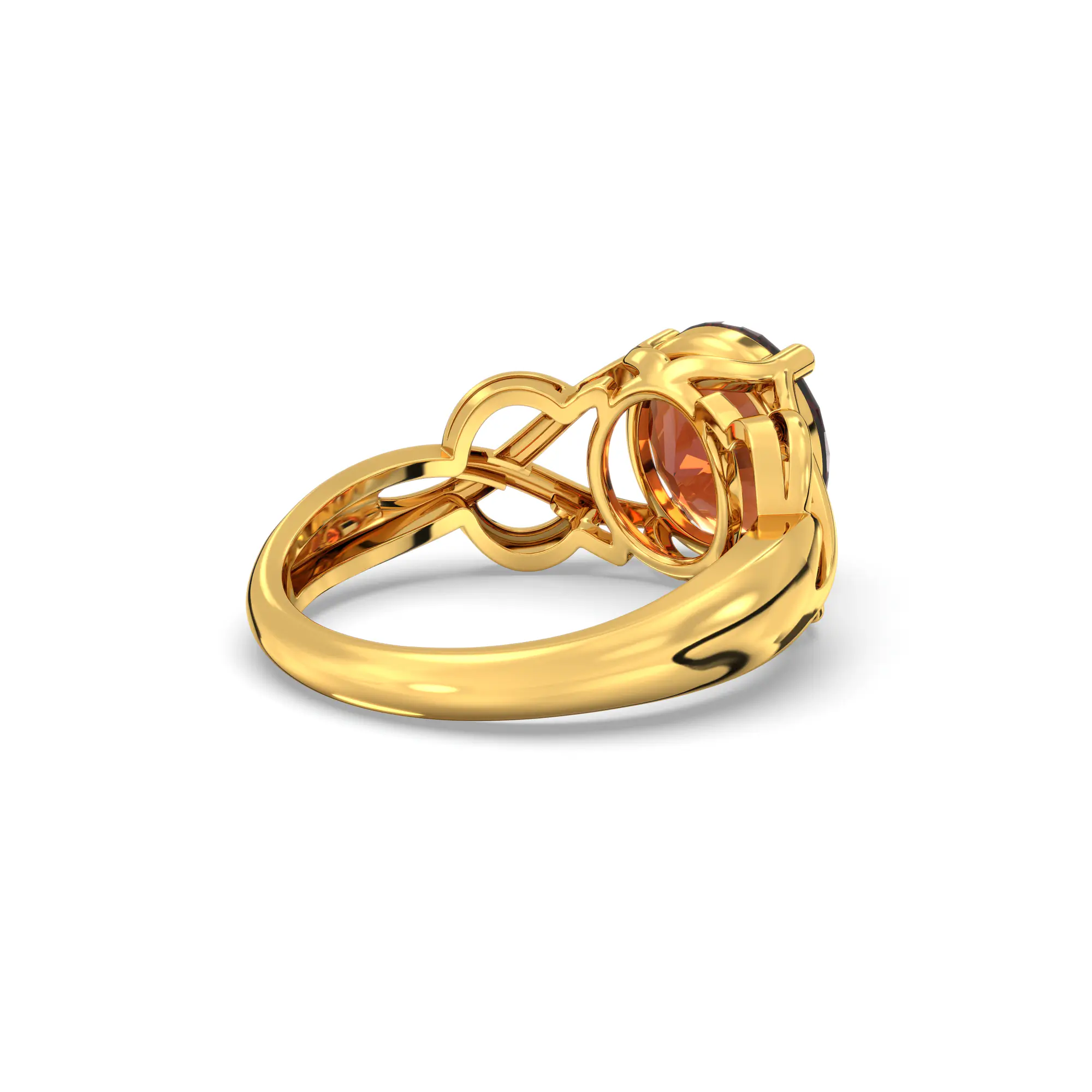Hessonite (Gomed) Ring for Women in 22K Yellow Gold – Oval 9x8 mm, Prong Setting, 5 g (Design K16B-19) thumbnail