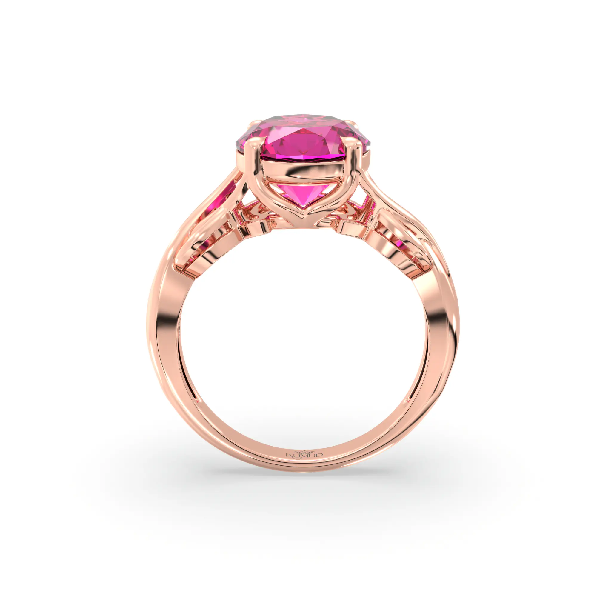 Ruby (Manik) Ring for Women in 18K Rose Gold – Oval 9x8 mm, Prong Setting, 5 g (Design K16B-19) thumbnail