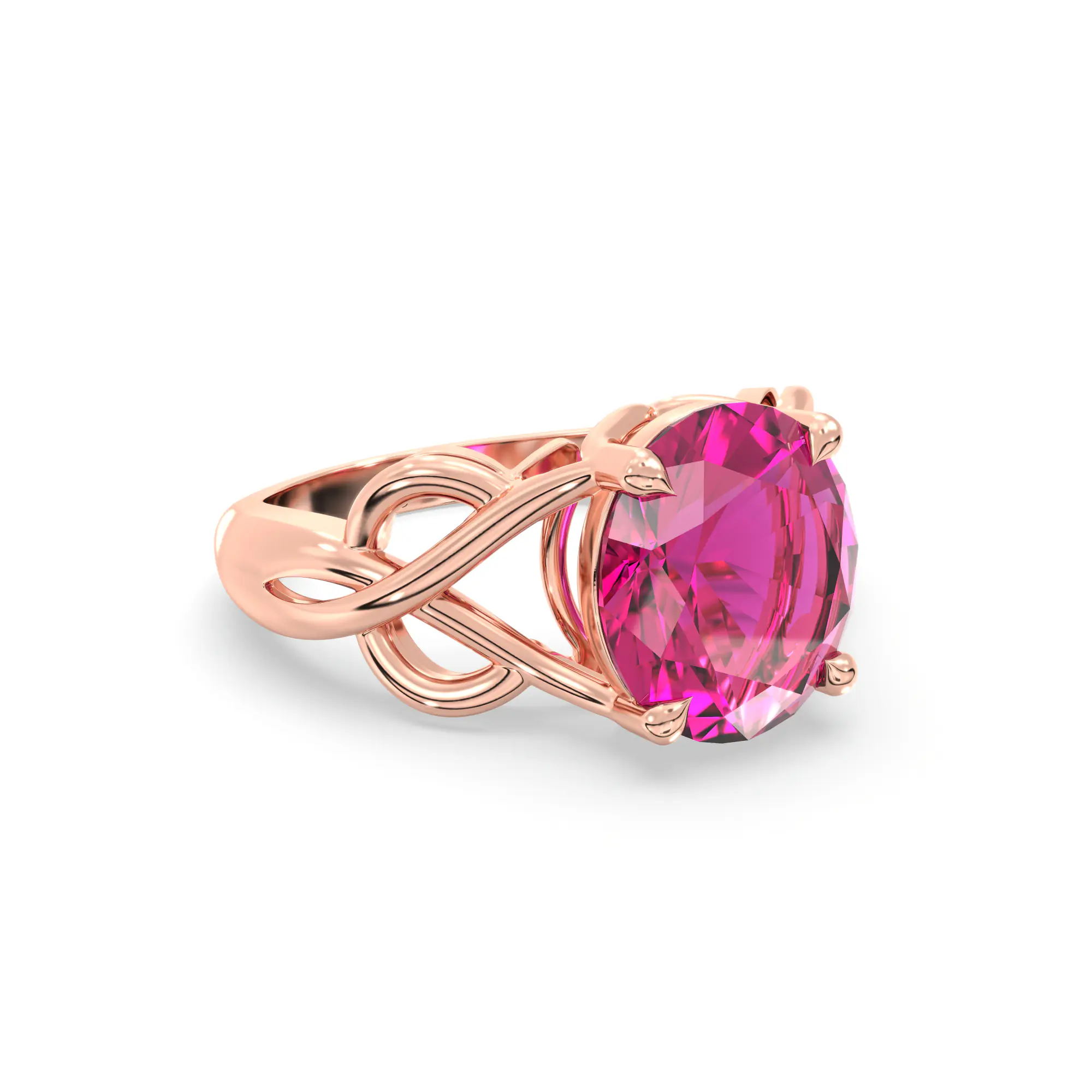 Ruby (Manik) Ring for Women in 18K Rose Gold – Oval 9x8 mm, Prong Setting, 5 g (Design K16B-19) thumbnail