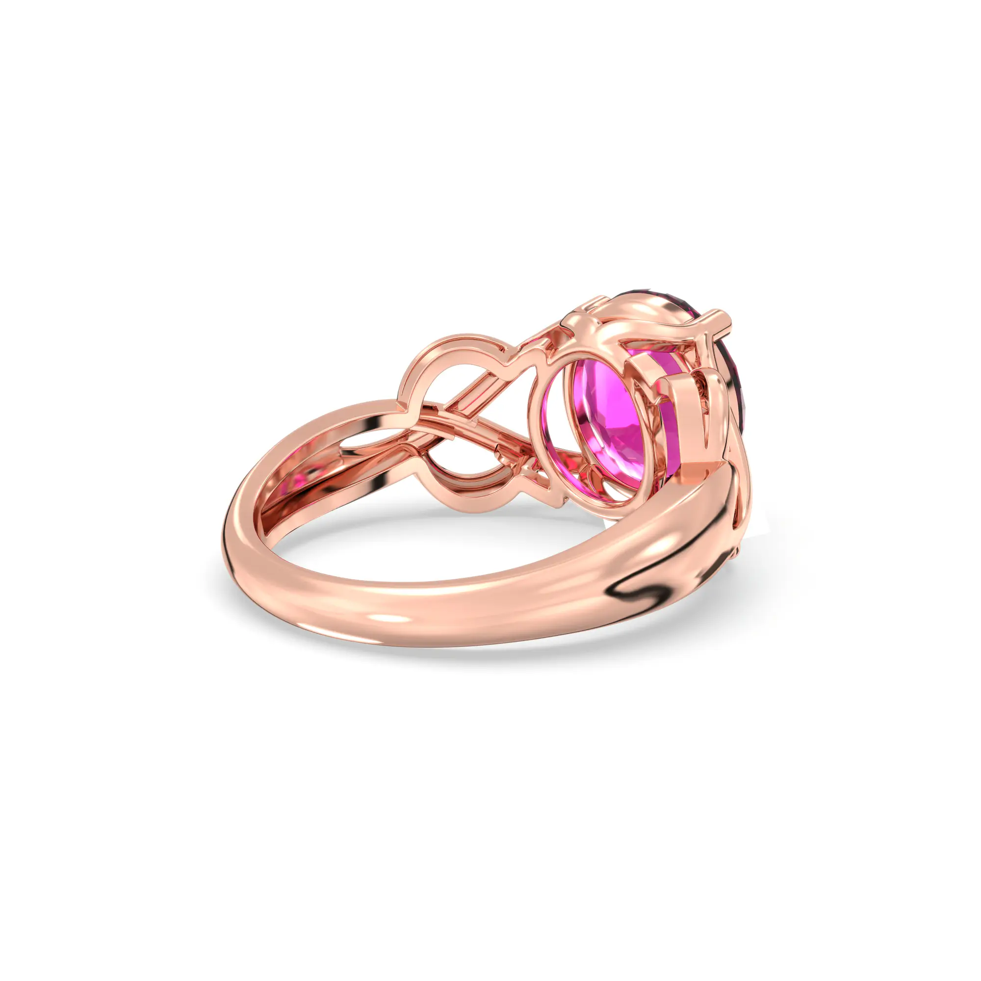 Ruby (Manik) Ring for Women in 18K Rose Gold – Oval 9x8 mm, Prong Setting, 5 g (Design K16B-19) thumbnail