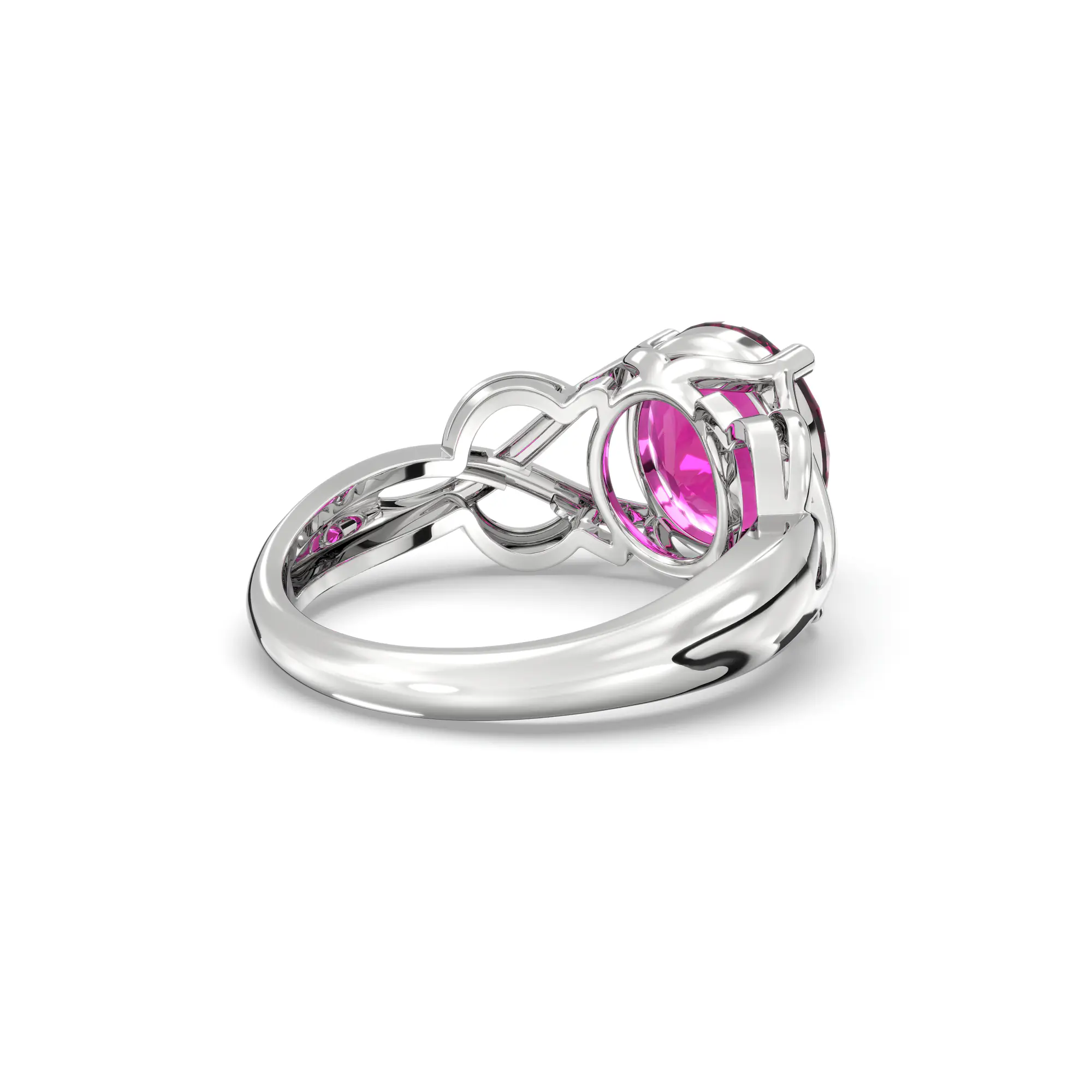 Ruby (Manik) Ring for Women in 18K White Gold – Oval 9x8 mm, Prong Setting, 5 g (Design K16B-19) thumbnail