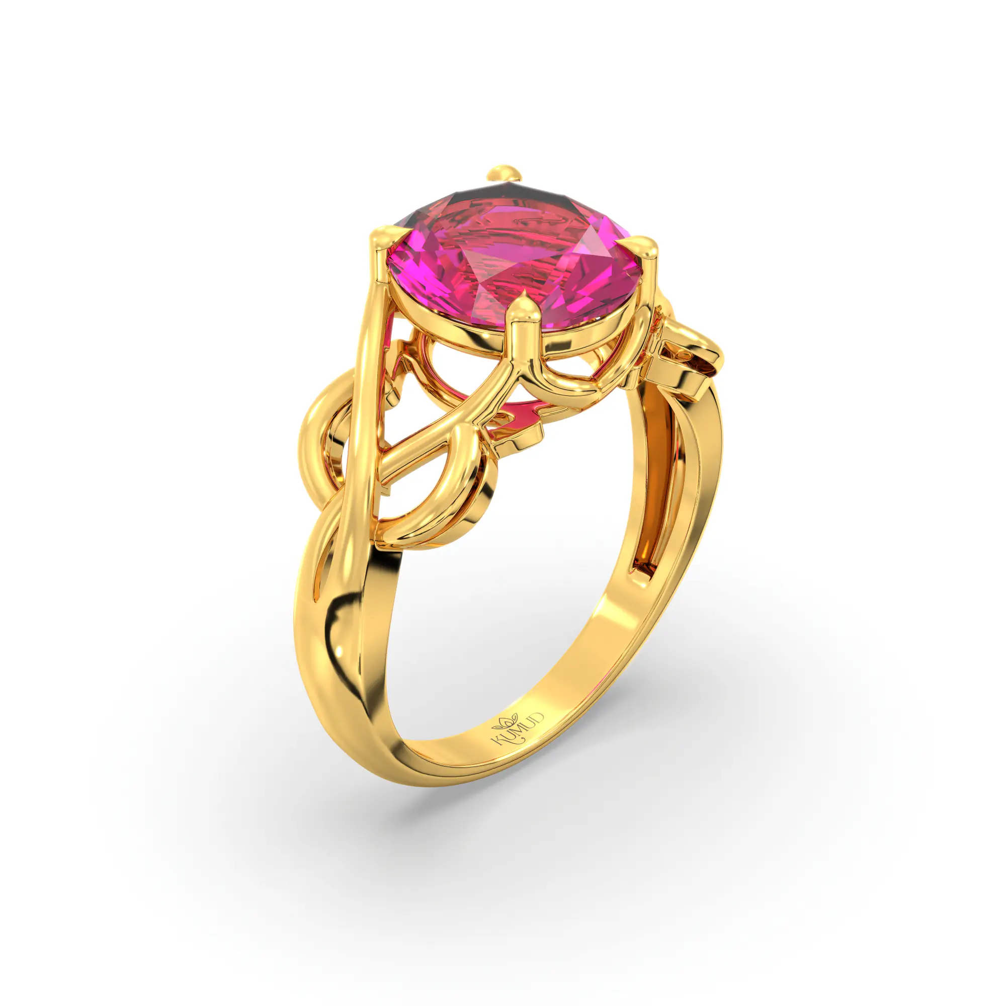 Ruby (Manik) Ring for Women in 22K Yellow Gold – Oval 9x8 mm, Prong Setting, 5 g (Design K16B-19) thumbnail