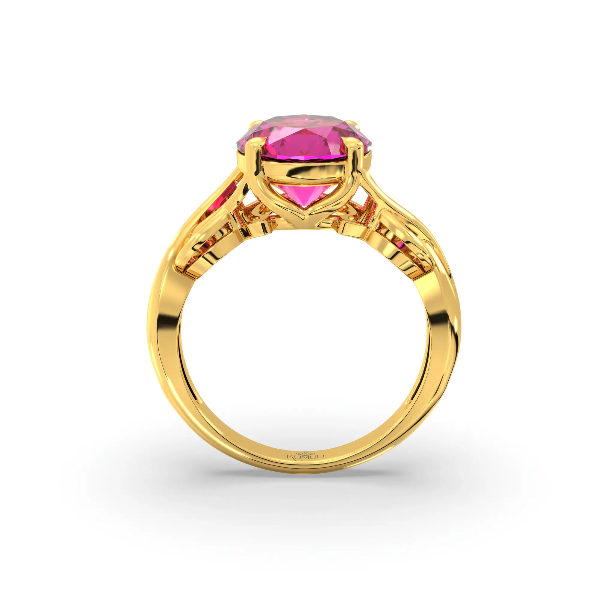 Ruby (Manik) Ring for Women in 22K Yellow Gold – Oval 9x8 mm, Prong Setting, 5 g (Design K16B-19) thumbnail