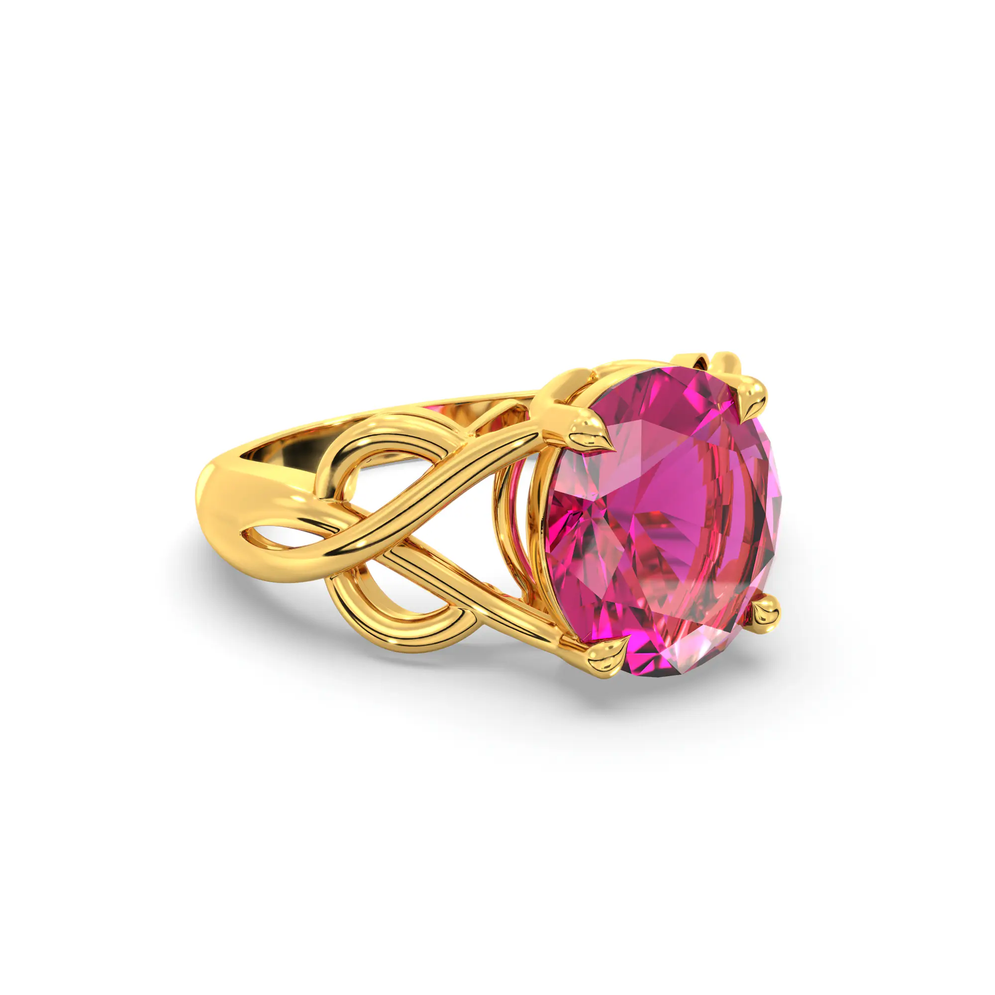Ruby (Manik) Ring for Women in 22K Yellow Gold – Oval 9x8 mm, Prong Setting, 5 g (Design K16B-19) thumbnail