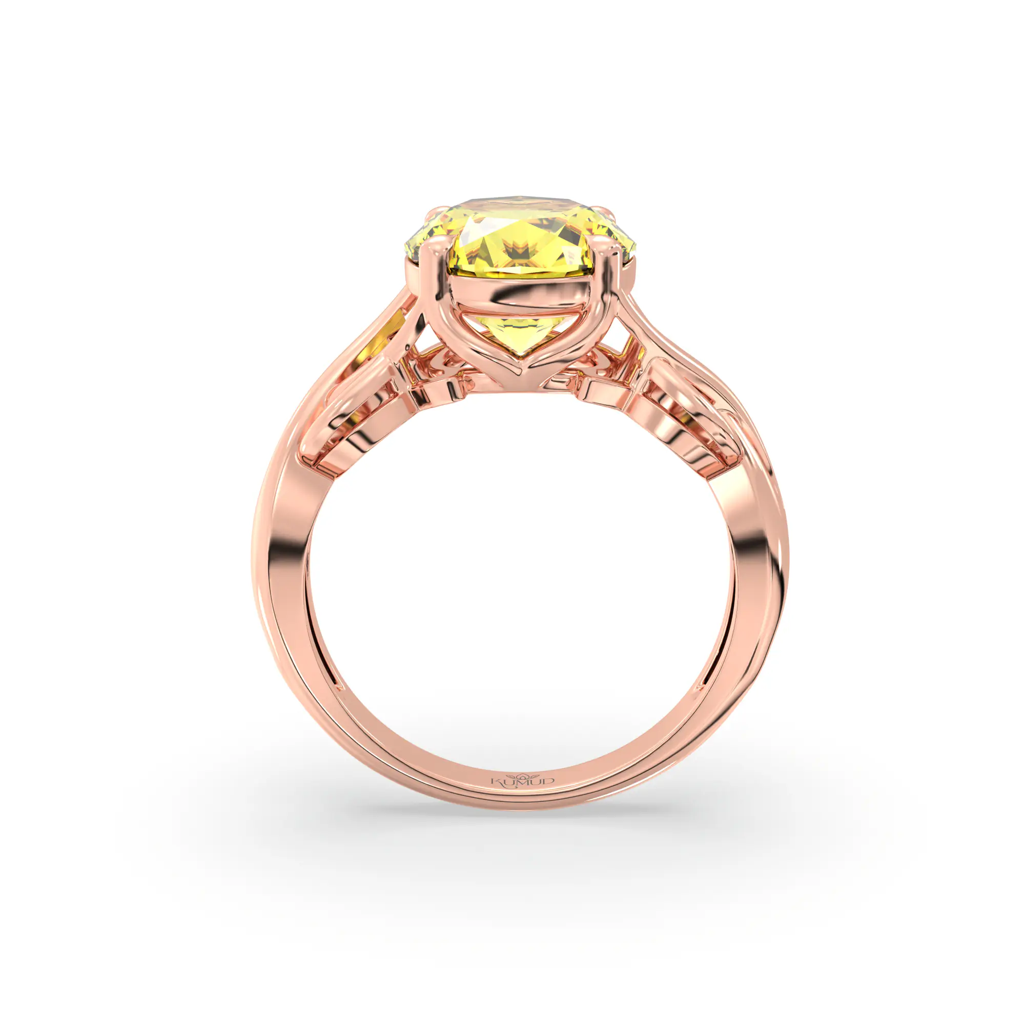 Yellow Sapphire (Pukhraj) Ring for Women in 18K Rose Gold – Oval 9x8 mm, Prong Setting, 5 g (Design K16B-19) thumbnail