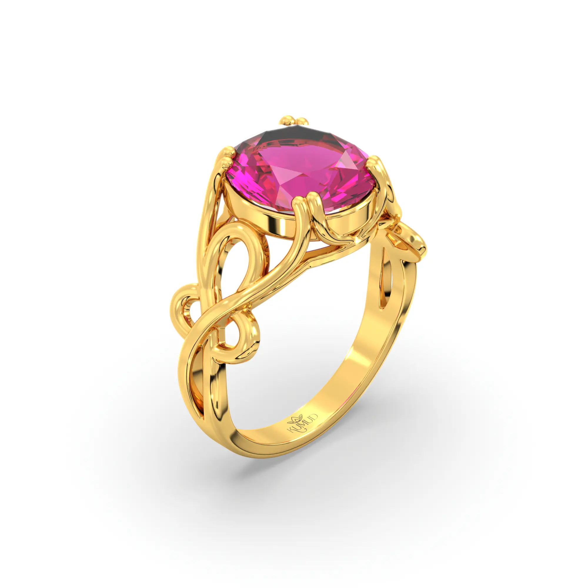 Ruby (Manik) Ring for Women in 22K Yellow Gold – Oval 9x8 mm, Prong Setting, 5 g (Design K16B-20) thumbnail