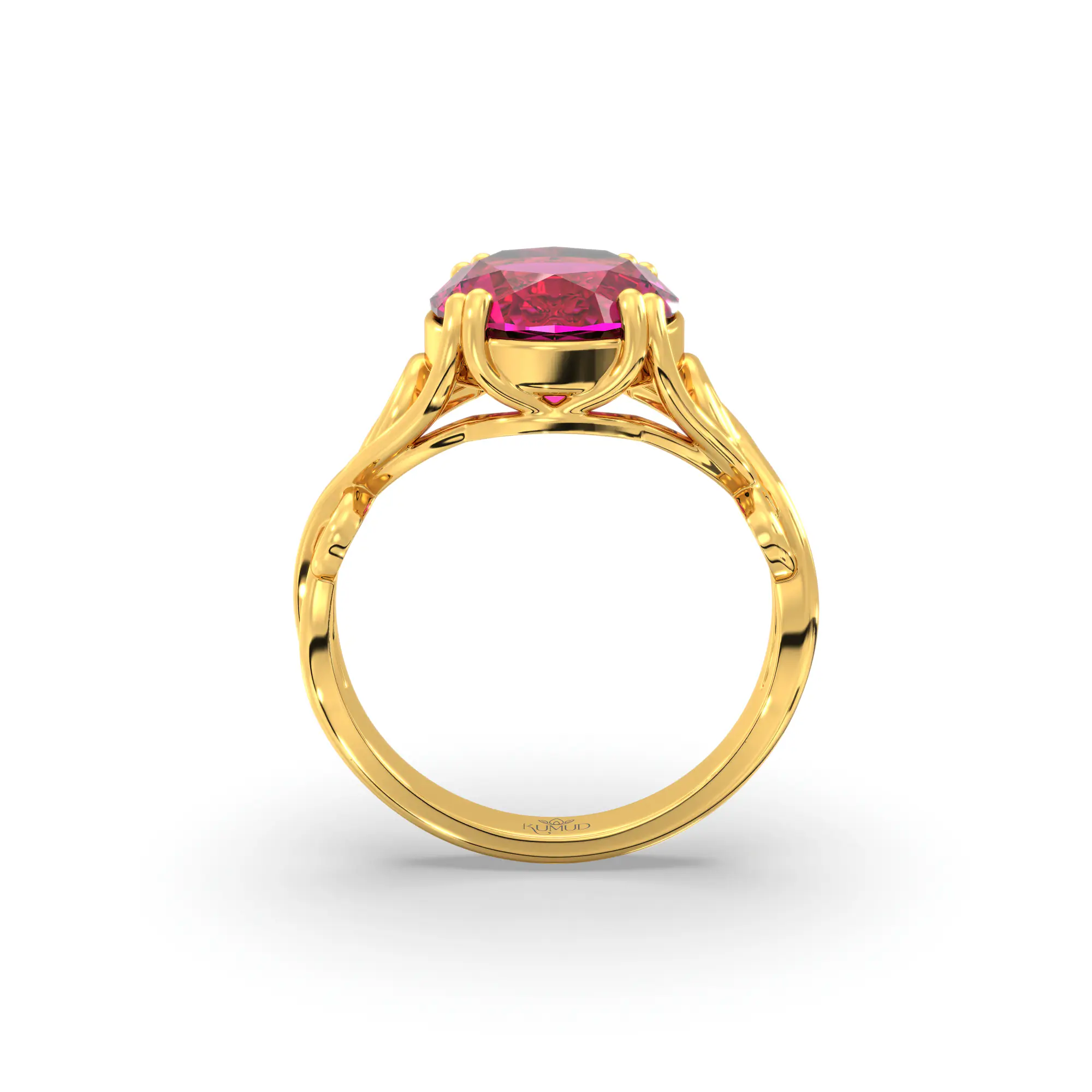 Ruby (Manik) Ring for Women in 22K Yellow Gold – Oval 9x8 mm, Prong Setting, 5 g (Design K16B-20) thumbnail