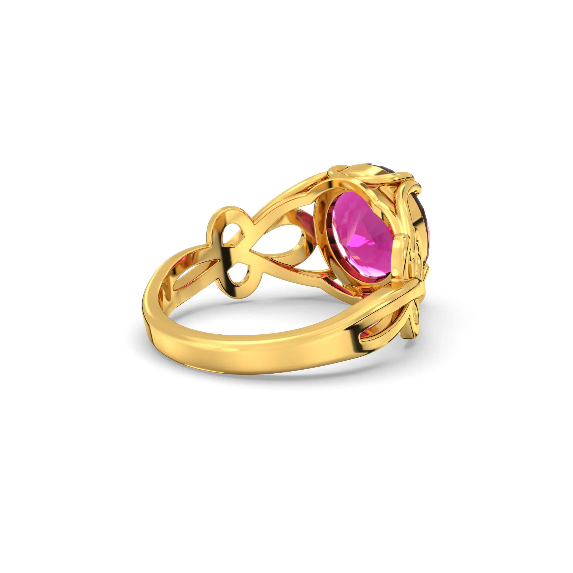 Ruby (Manik) Ring for Women in 22K Yellow Gold – Oval 9x8 mm, Prong Setting, 5 g (Design K16B-20) thumbnail