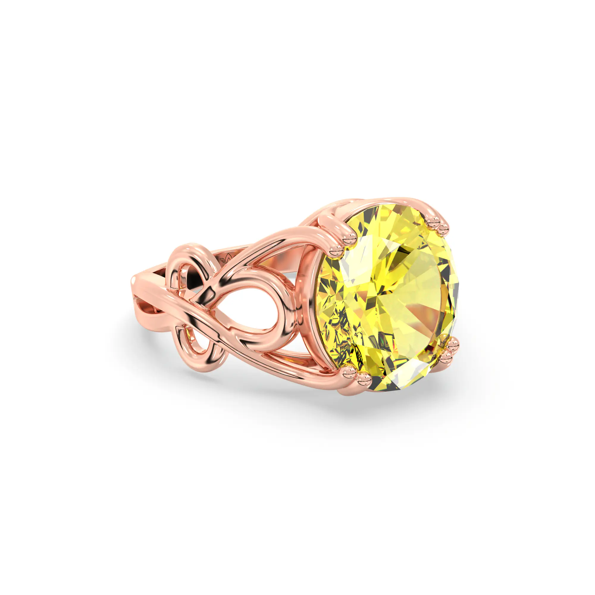 Yellow Sapphire (Pukhraj) Ring for Women in 18K Rose Gold – Oval 9x8 mm, Prong Setting, 5 g (Design K16B-20) thumbnail