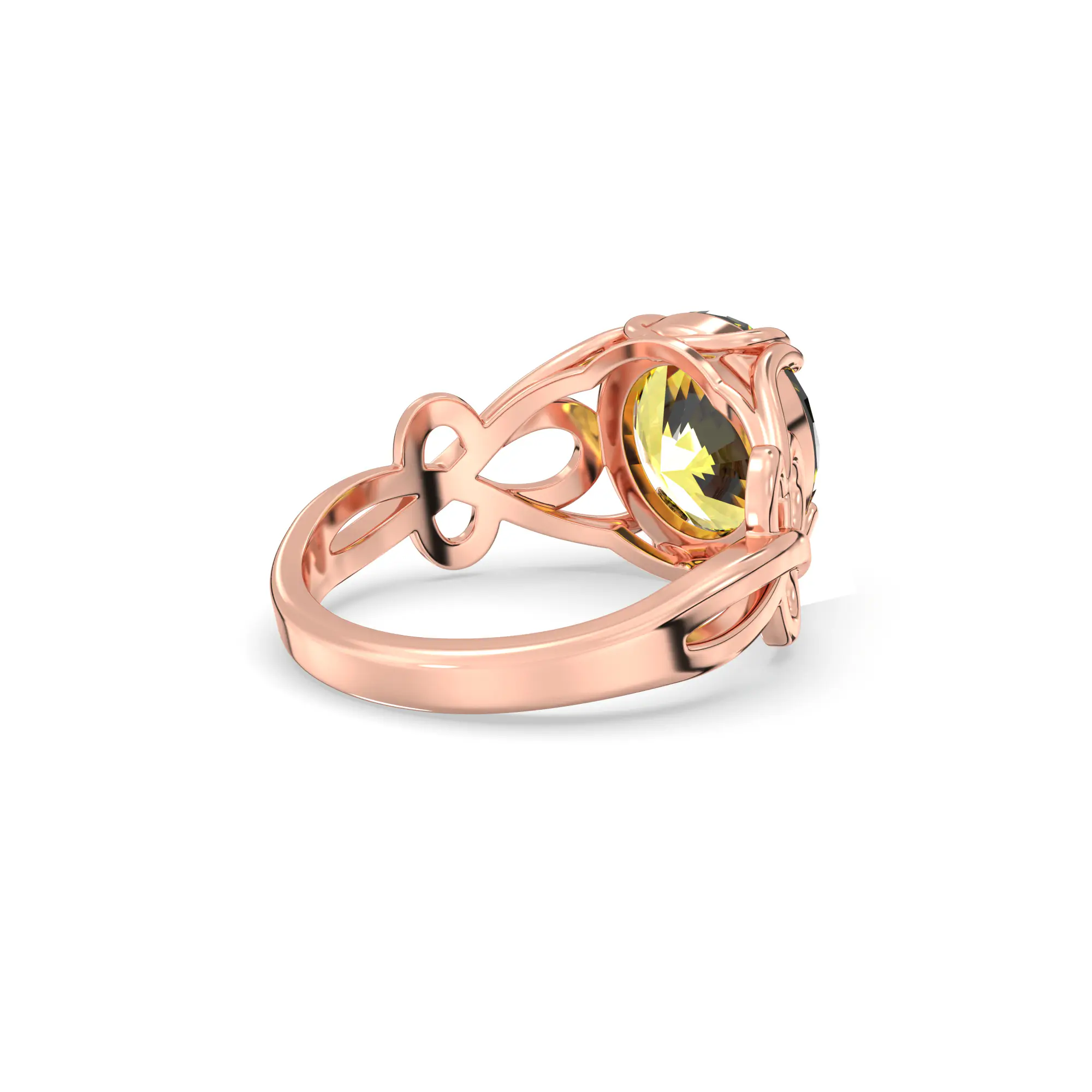 Yellow Sapphire (Pukhraj) Ring for Women in 18K Rose Gold – Oval 9x8 mm, Prong Setting, 5 g (Design K16B-20) thumbnail