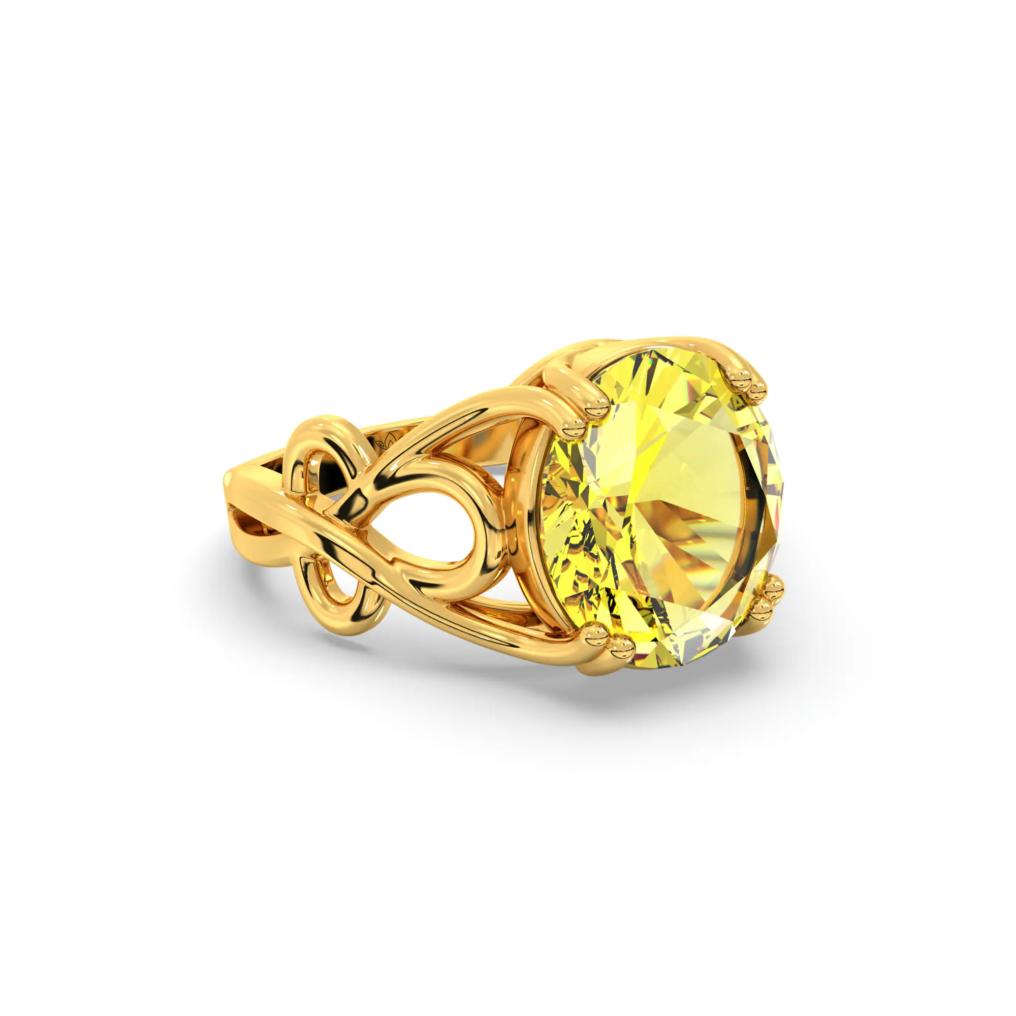 Yellow Sapphire (Pukhraj) Ring for Women in 22K Yellow Gold – Oval 9x8 mm, Prong Setting, 5 g (Design K16B-20) thumbnail