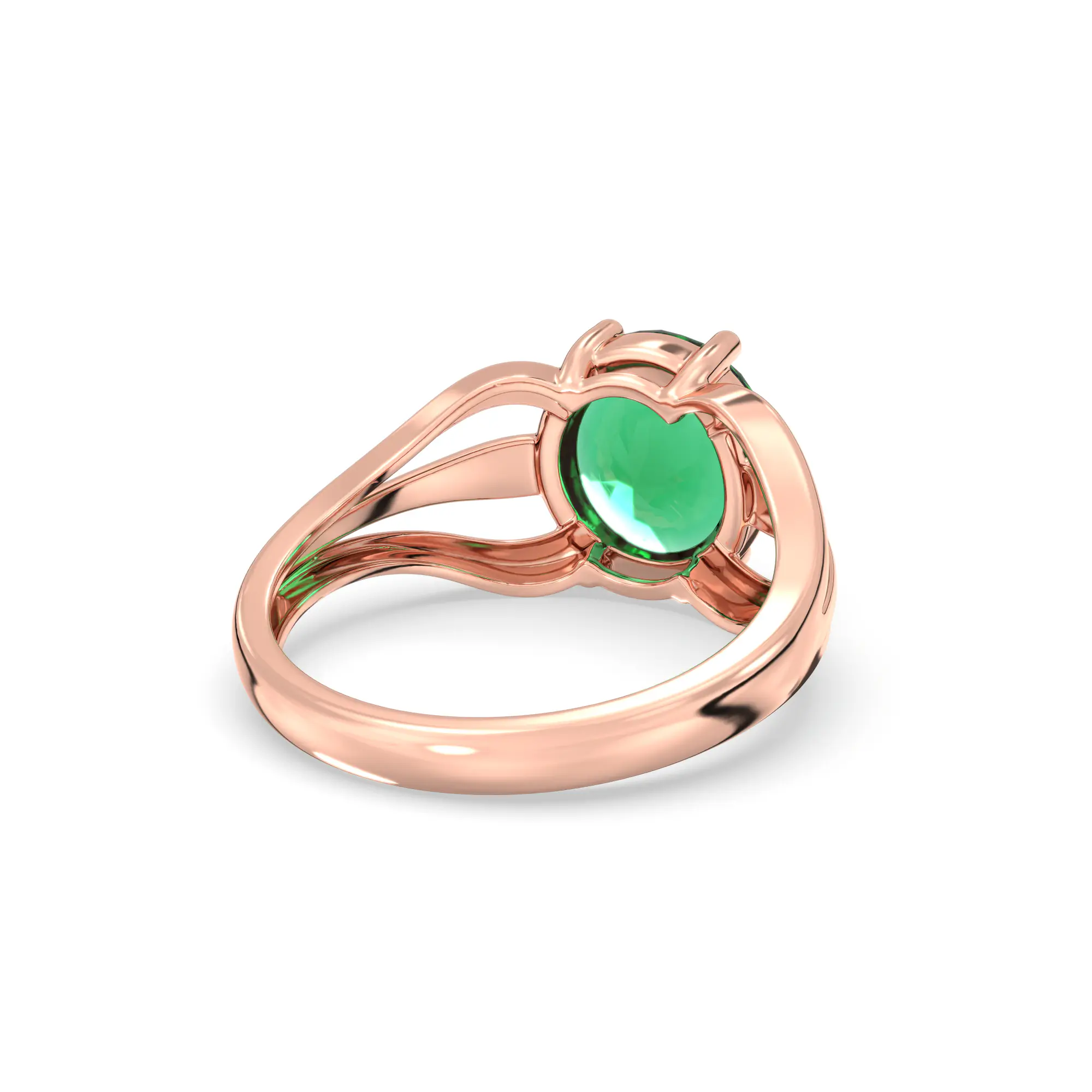 Emerald (Panna) Ring for Women in 18K Rose Gold – Oval 9x8 mm, Prong Setting, 4 g (Design K17A-1) thumbnail