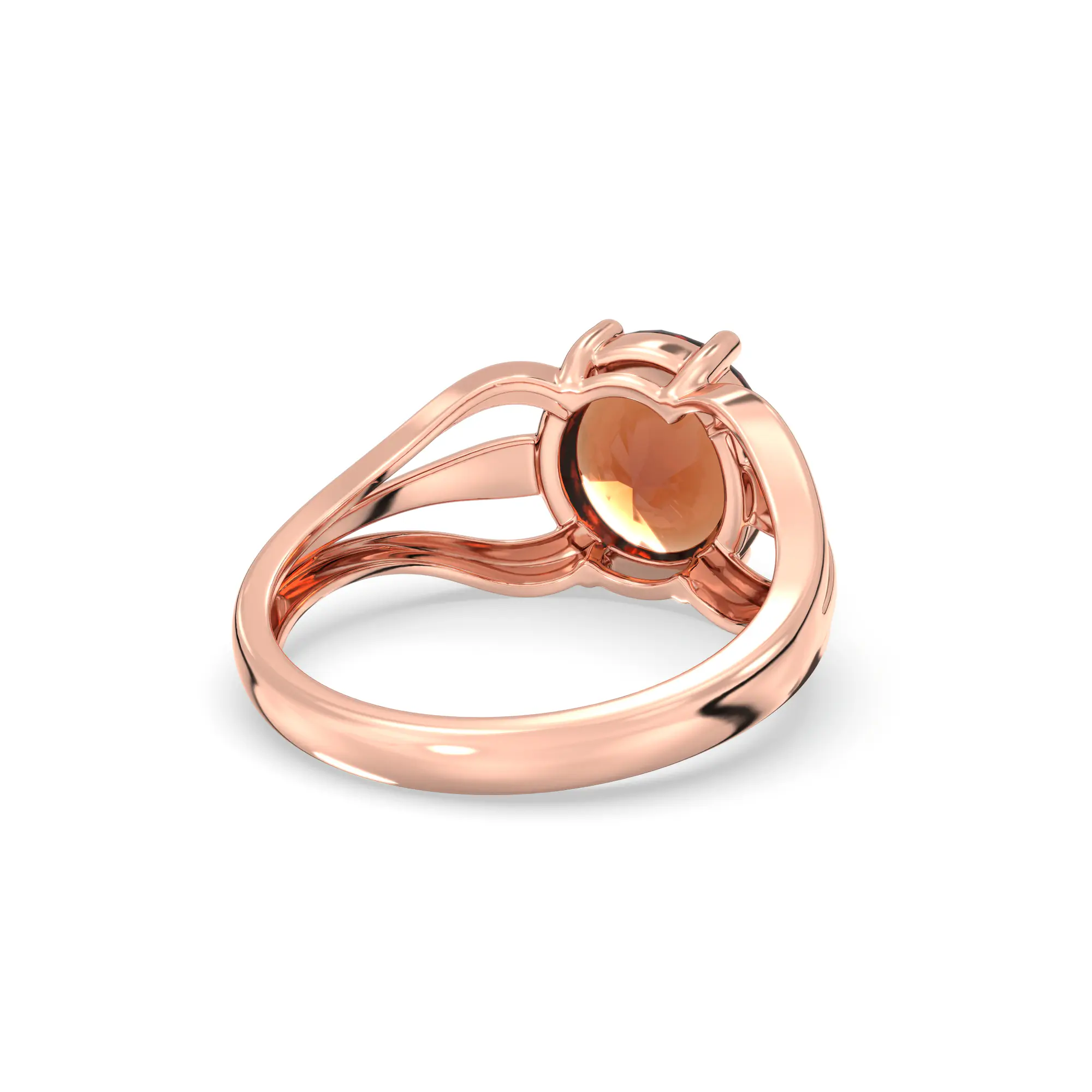 Hessonite (Gomed) Ring for Women in 18K Rose Gold – Oval 9x8 mm, Prong Setting, 4 g (Design K17A-1) thumbnail