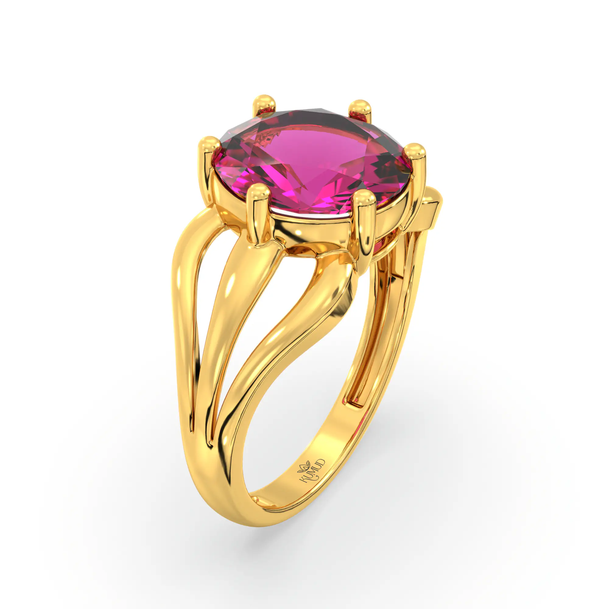 Ruby (Manik) Ring for Women in 22K Yellow Gold – Oval 9x8 mm, Prong Setting, 4 g (Design K17A-1) thumbnail