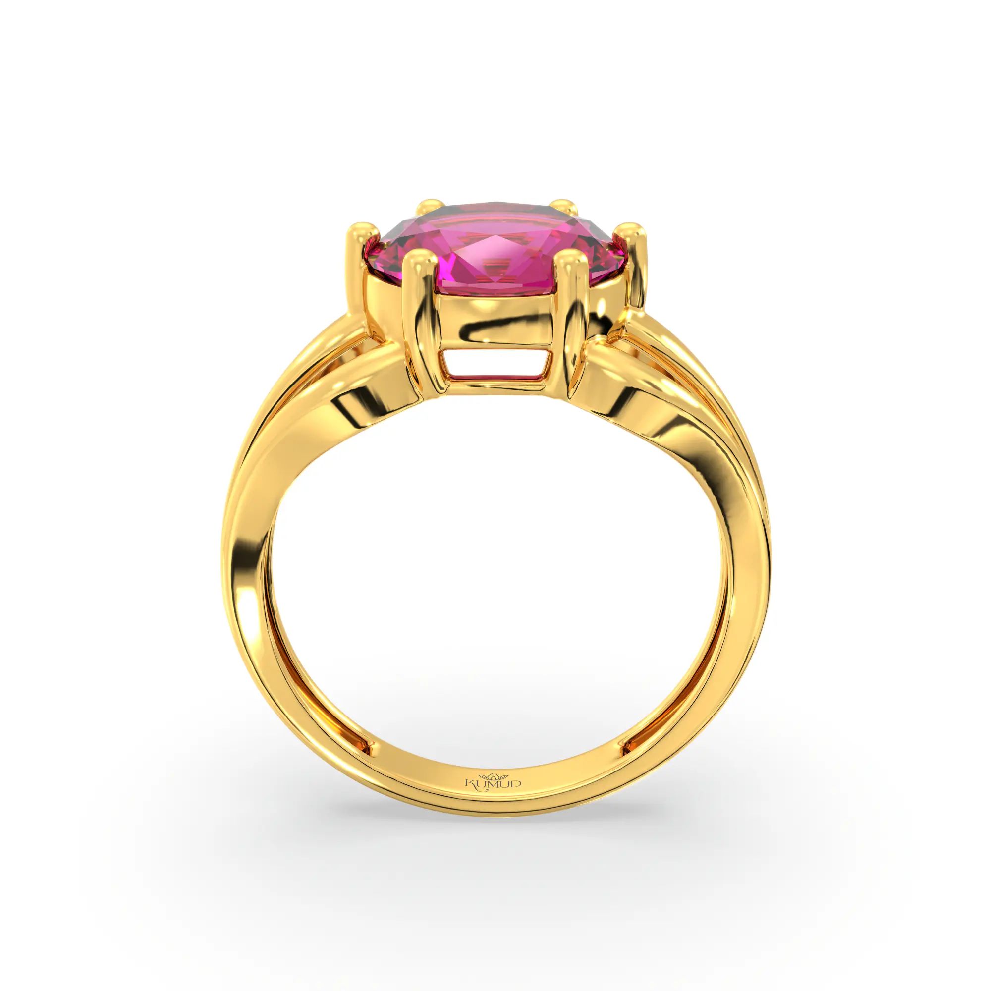 Ruby (Manik) Ring for Women in 22K Yellow Gold – Oval 9x8 mm, Prong Setting, 4 g (Design K17A-1) thumbnail