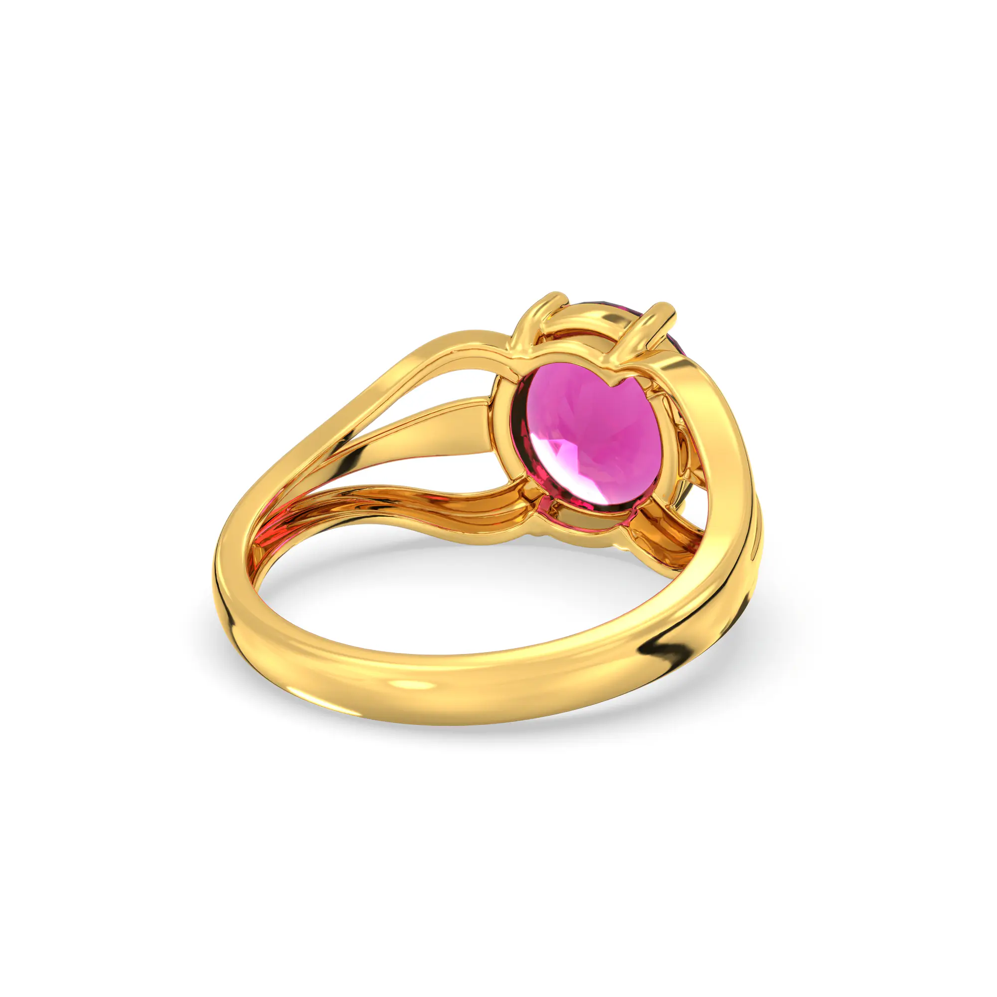 Ruby (Manik) Ring for Women in 22K Yellow Gold – Oval 9x8 mm, Prong Setting, 4 g (Design K17A-1) thumbnail