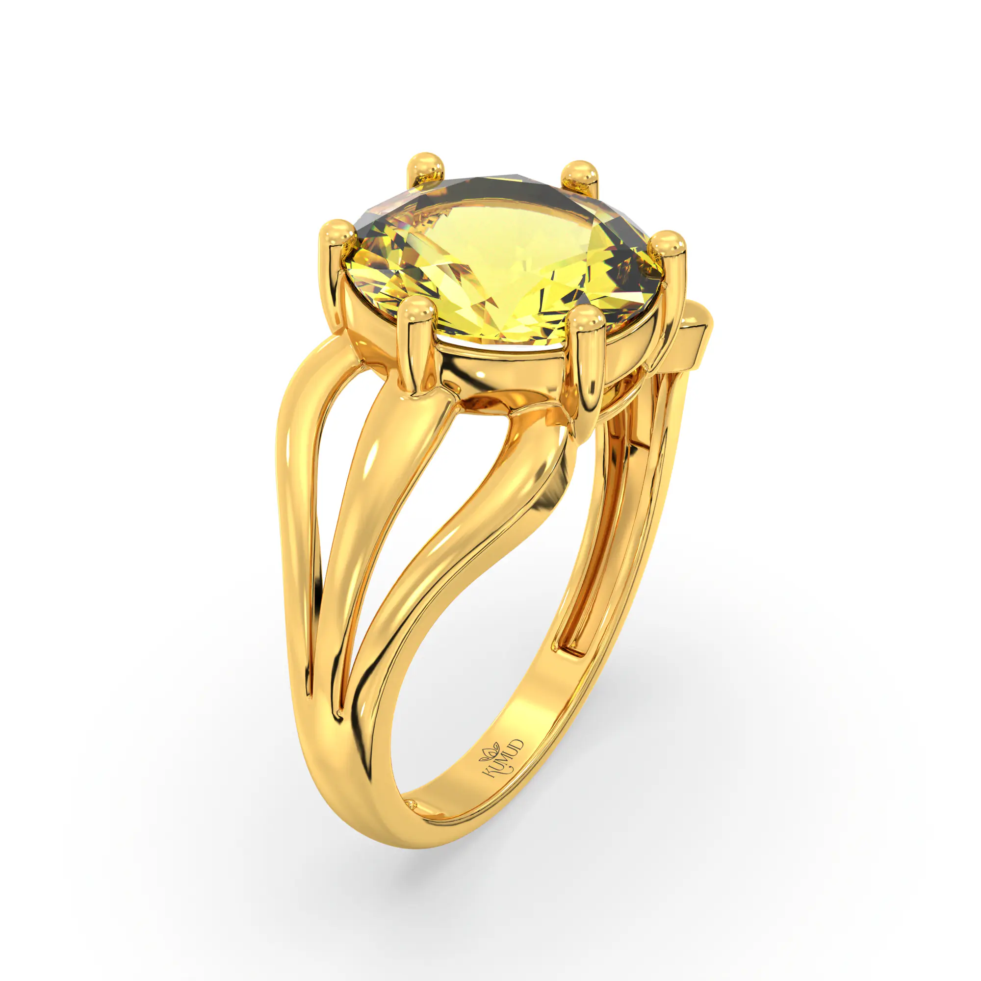 Yellow Sapphire (Pukhraj) Ring for Women in 22K Yellow Gold – Oval 9x8 mm, Prong Setting, 4 g (Design K17A-1) thumbnail