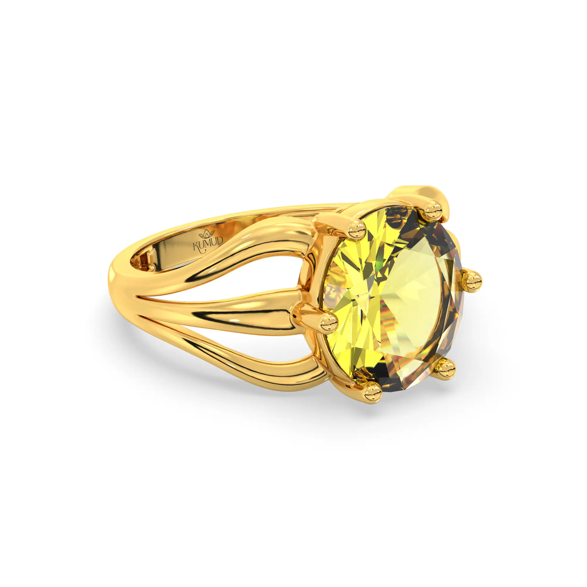 Yellow Sapphire (Pukhraj) Ring for Women in 22K Yellow Gold – Oval 9x8 mm, Prong Setting, 4 g (Design K17A-1) thumbnail