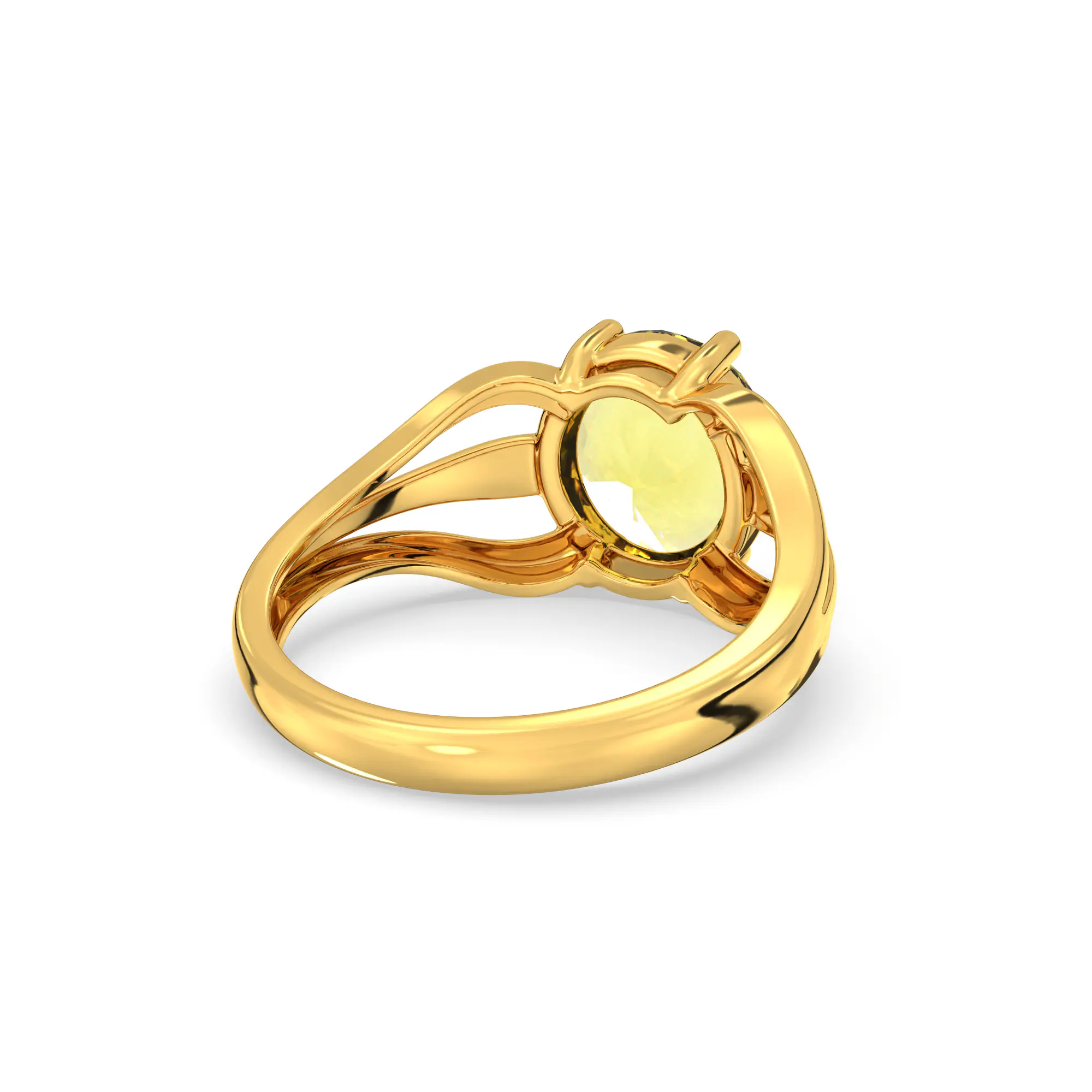 Yellow Sapphire (Pukhraj) Ring for Women in 22K Yellow Gold – Oval 9x8 mm, Prong Setting, 4 g (Design K17A-1) thumbnail