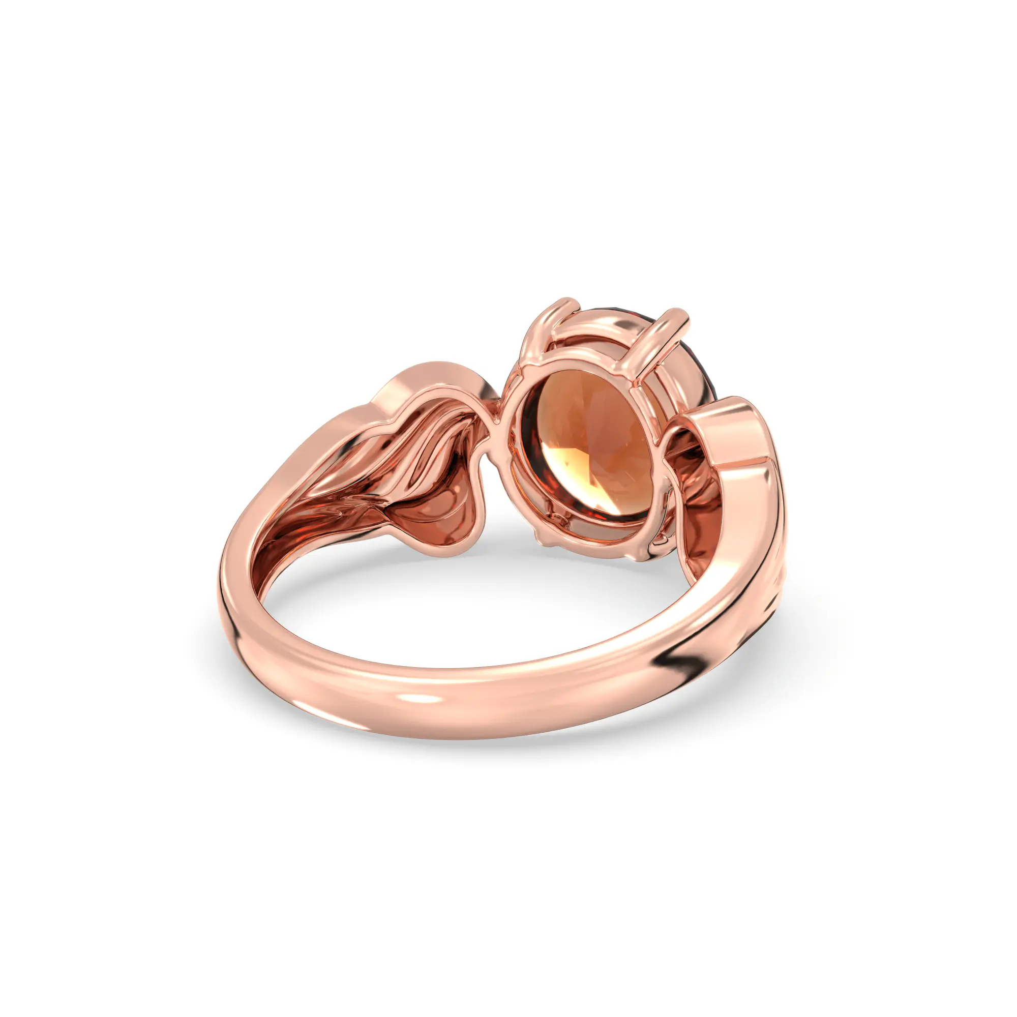 Hessonite (Gomed) Ring for Women in 18K Rose Gold – Oval 9x8 mm, Prong Setting, 4 g (Design K17A-2) thumbnail