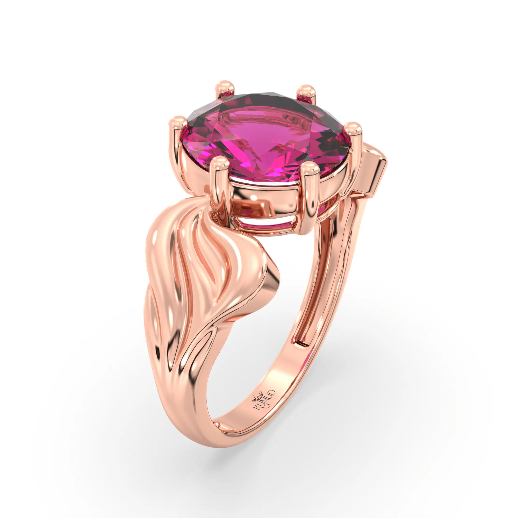 Ruby (Manik) Ring for Women in 18K Rose Gold – Oval 9x8 mm, Prong Setting, 4 g (Design K17A-2) thumbnail