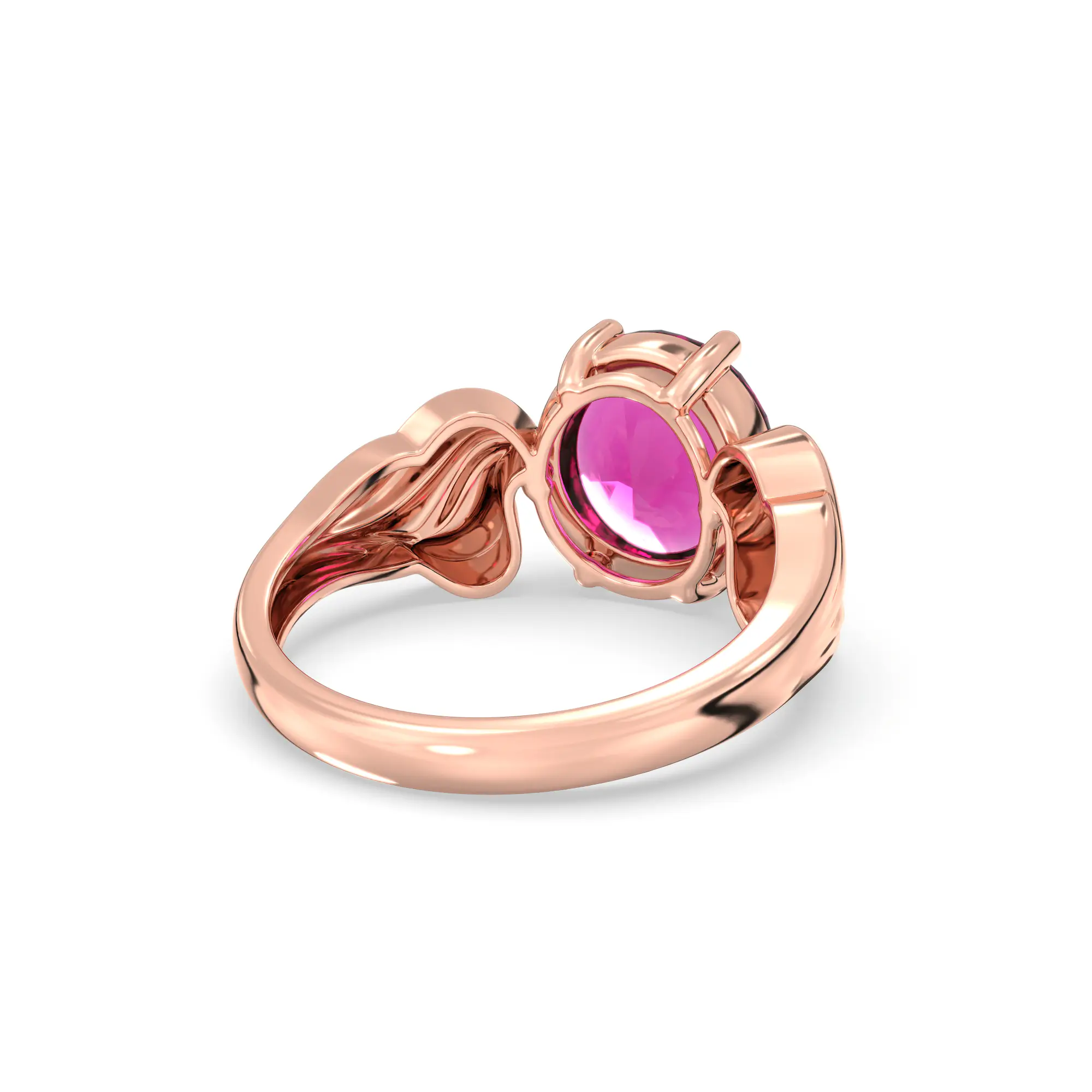 Ruby (Manik) Ring for Women in 18K Rose Gold – Oval 9x8 mm, Prong Setting, 4 g (Design K17A-2) thumbnail