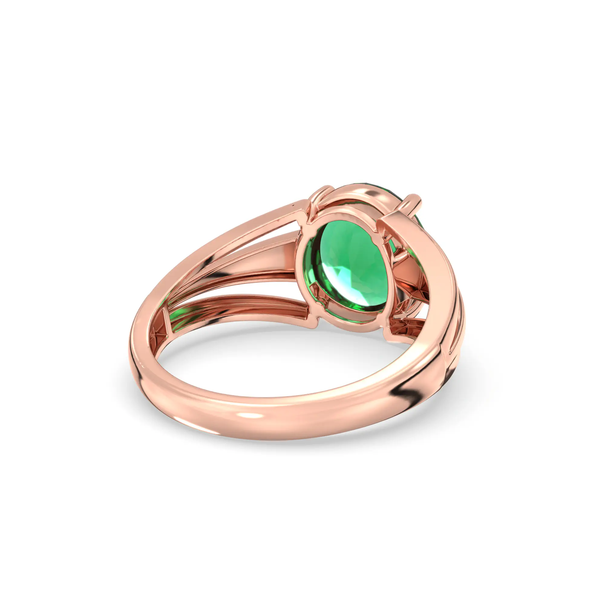 Emerald (Panna) Ring for Women in 18K Rose Gold – Oval 9x8 mm, Prong Setting, 4 g (Design K17A-3) thumbnail