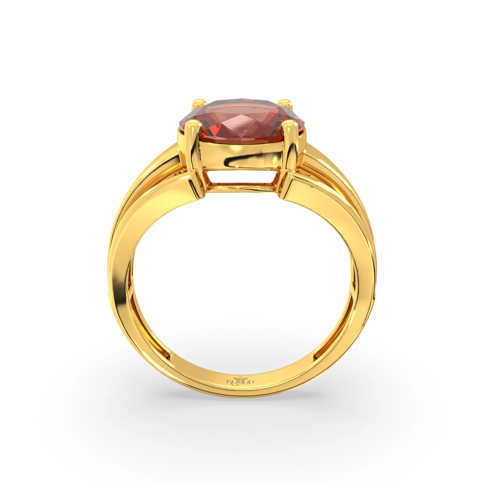 Hessonite (Gomed) Ring for Women in 22K Yellow Gold – Oval 9x8 mm, Prong Setting, 4 g (Design K17A-3) thumbnail
